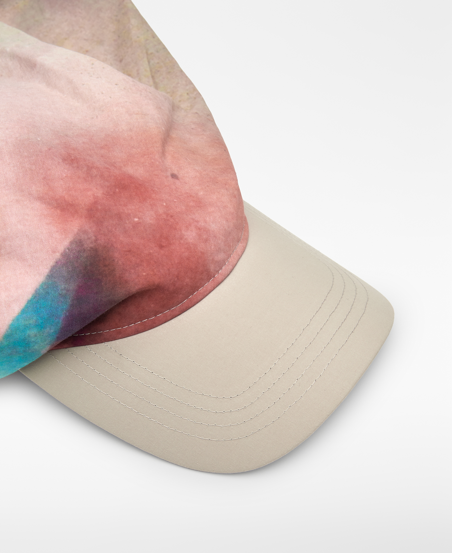 Cap with tie-dye printed scarf image number 1