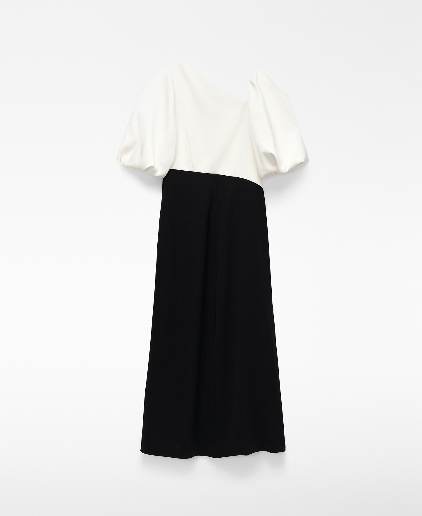 Two-tone long dress with balloon sleeve image number 5