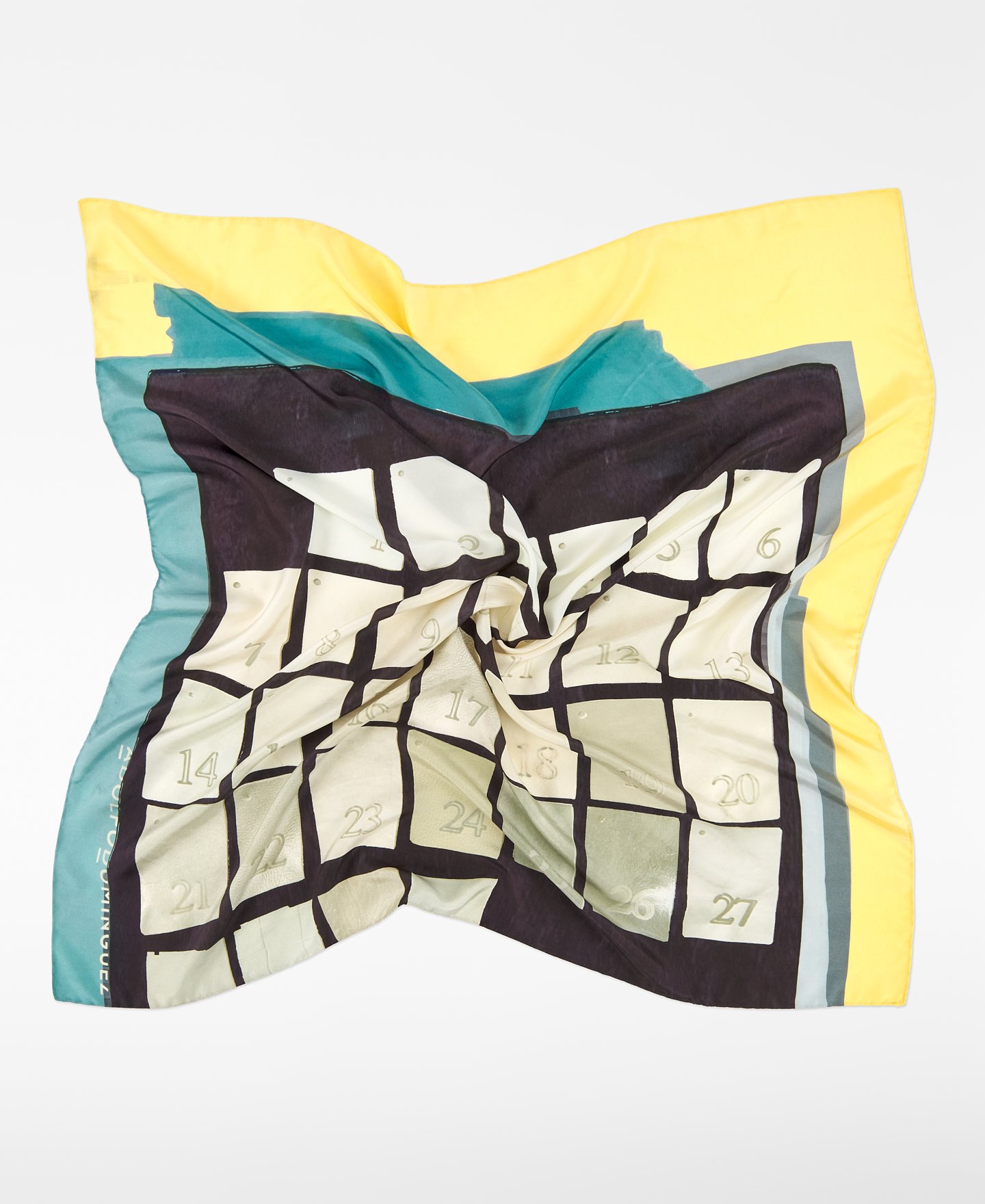 Silk maxi scarf with calendar pint image number 1