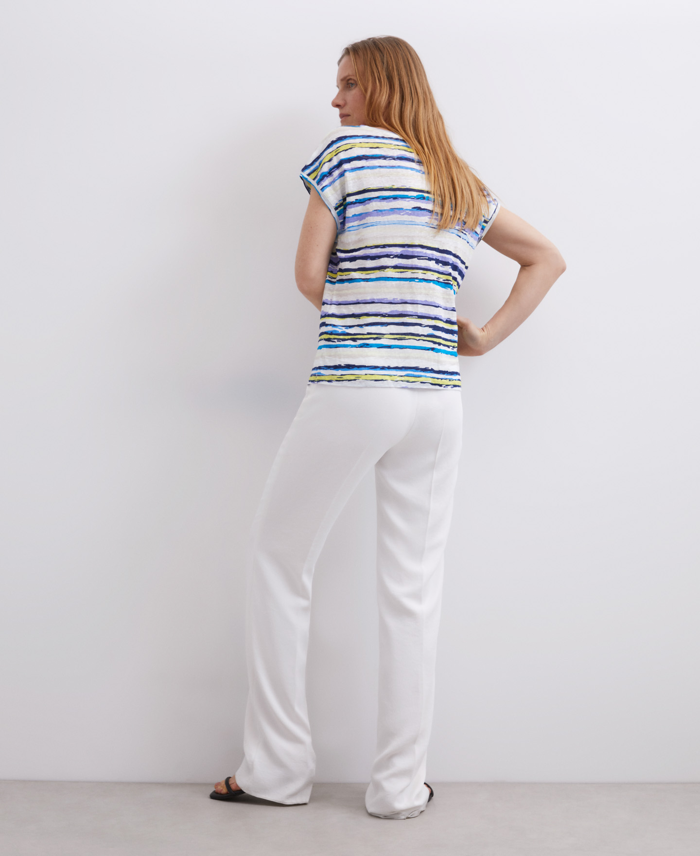 Multicolored striped linen t-shirt image number 2