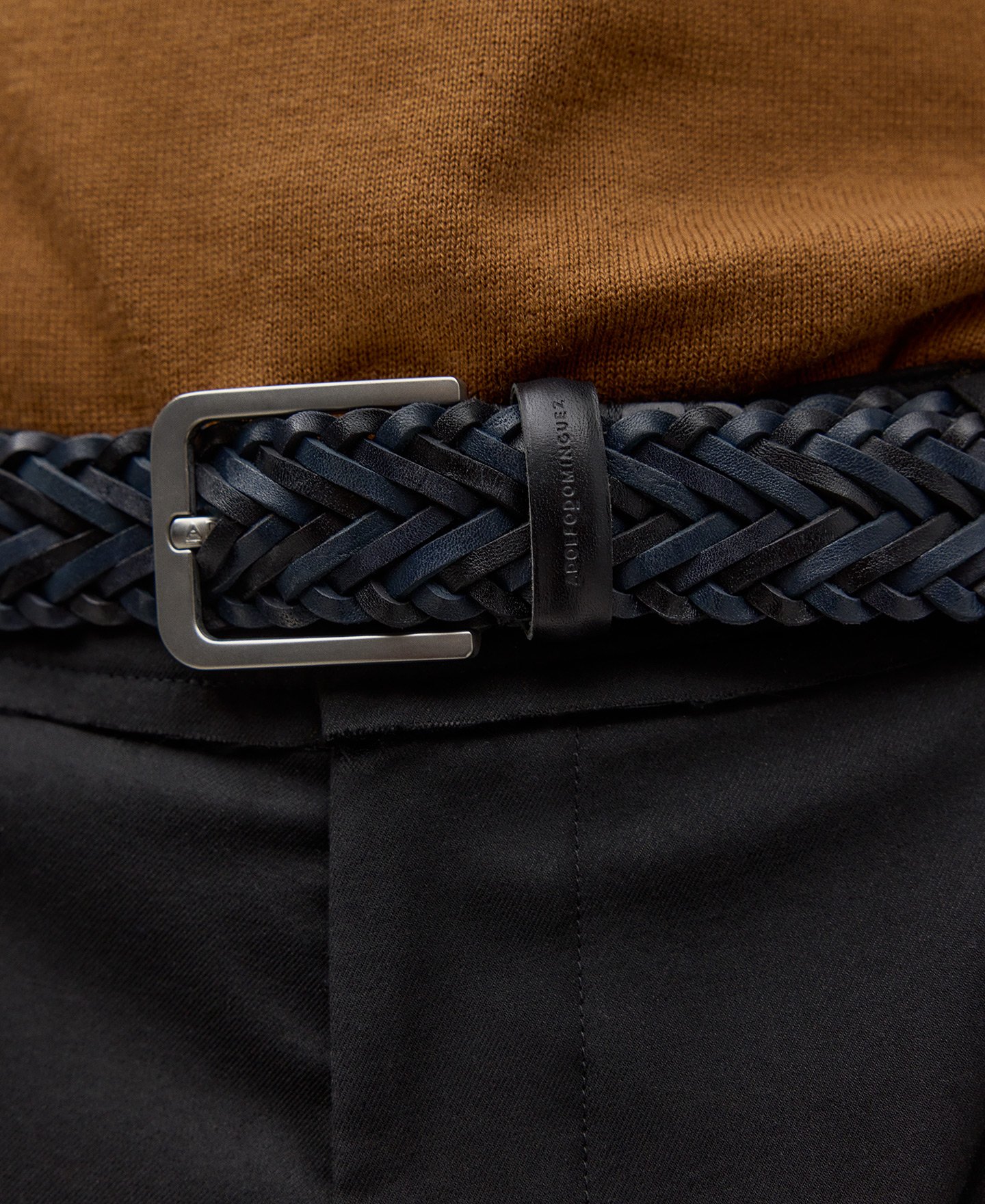 Braided leather belt man image number 3