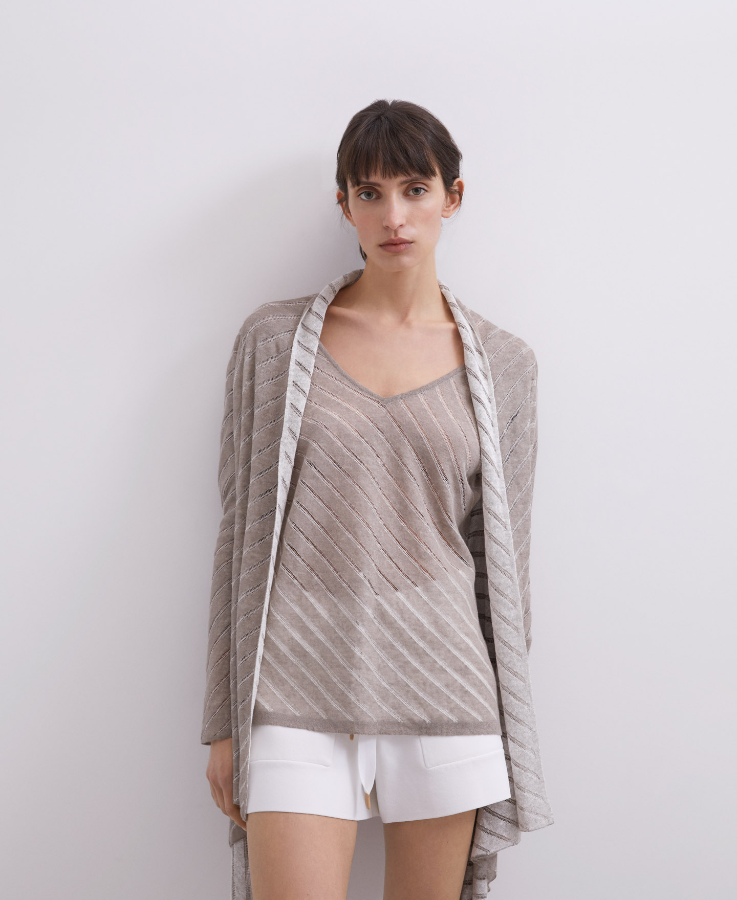 Linen and nylon knitted jacket image number 1