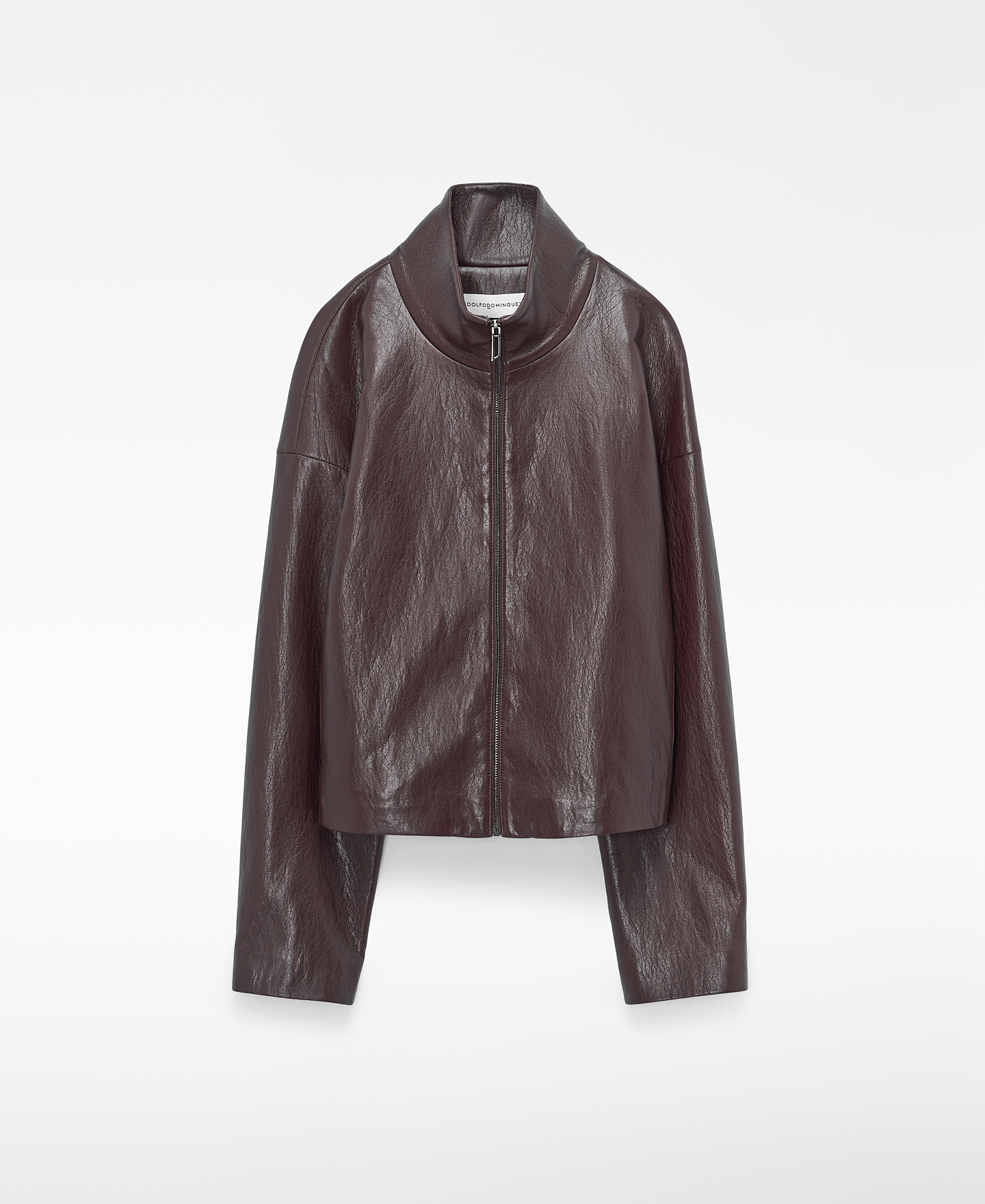 Non-Leather band collar short jacket image number 4