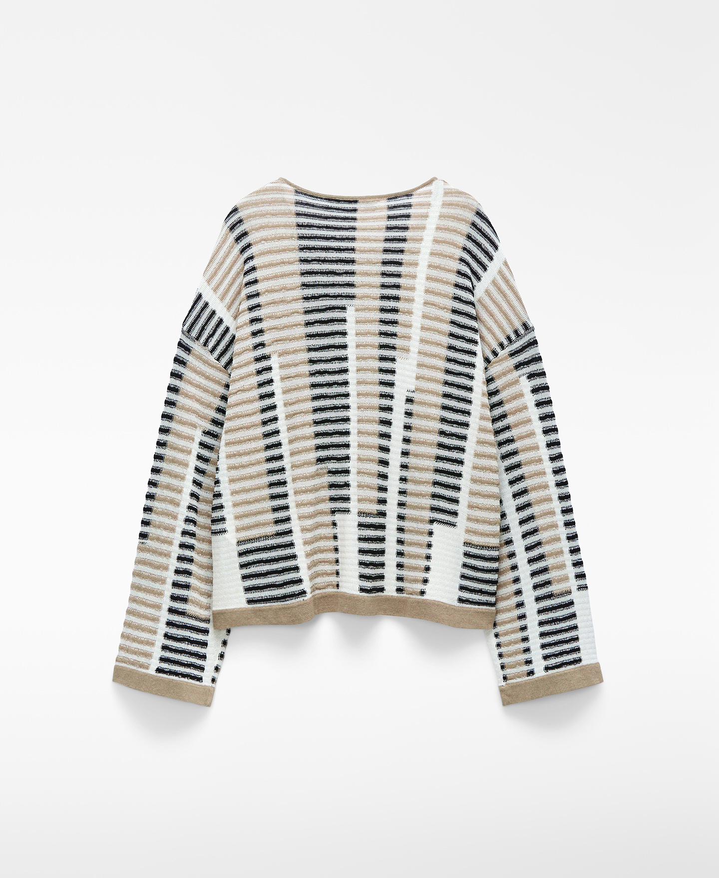 Irregular striped jacquard knit sweater image number 5