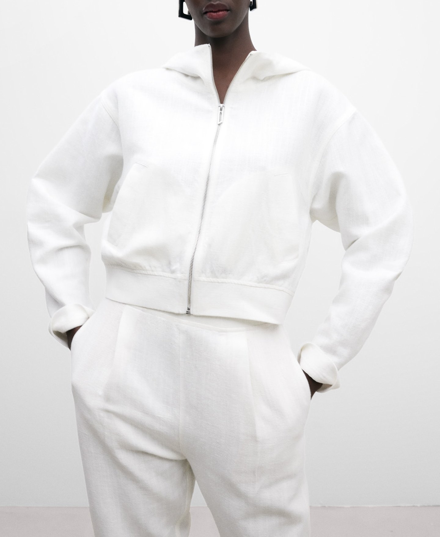 Sudadera capucha en lino y algodón image number 0