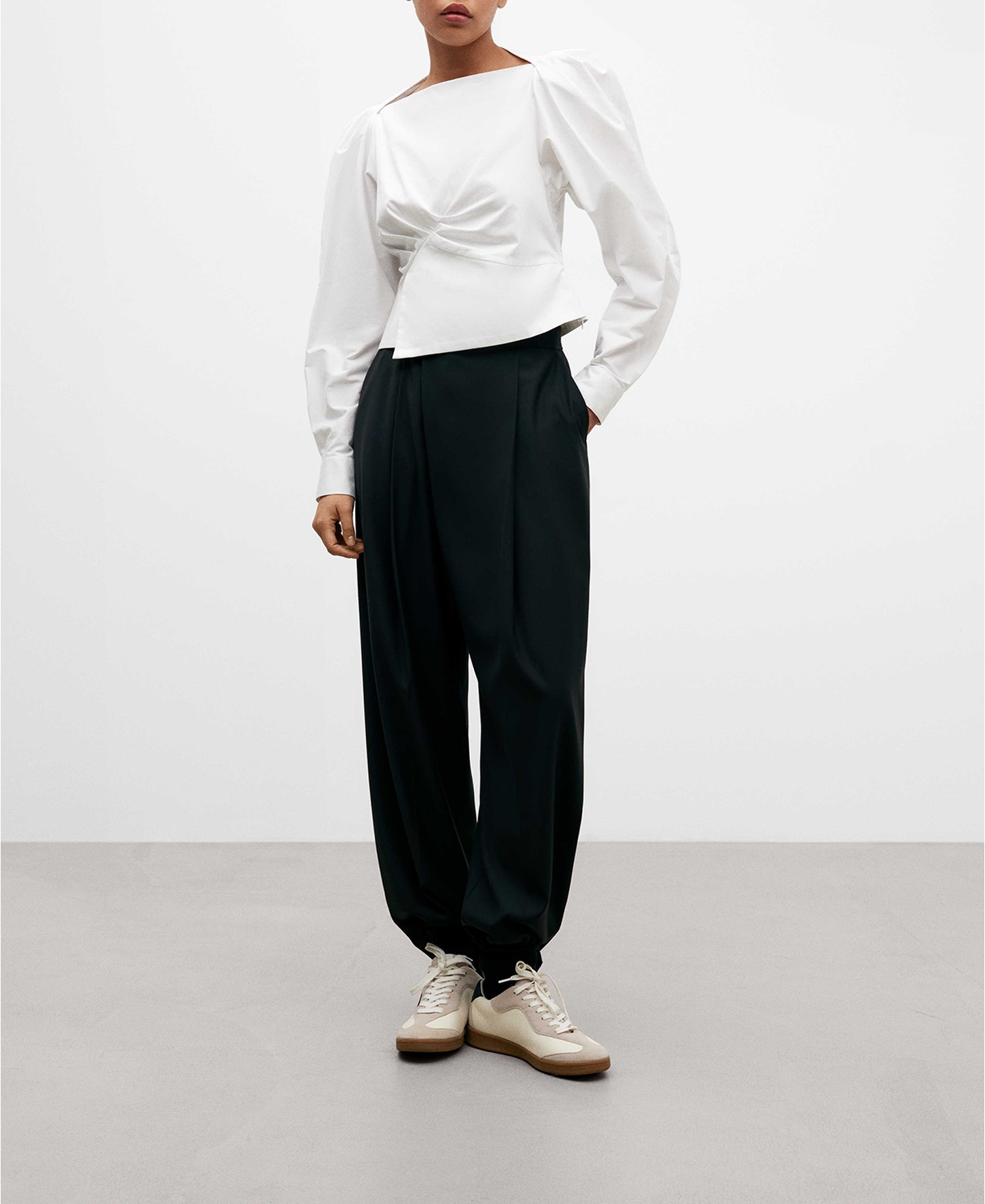 Wrap-around effect cotton women's shirt image number 1