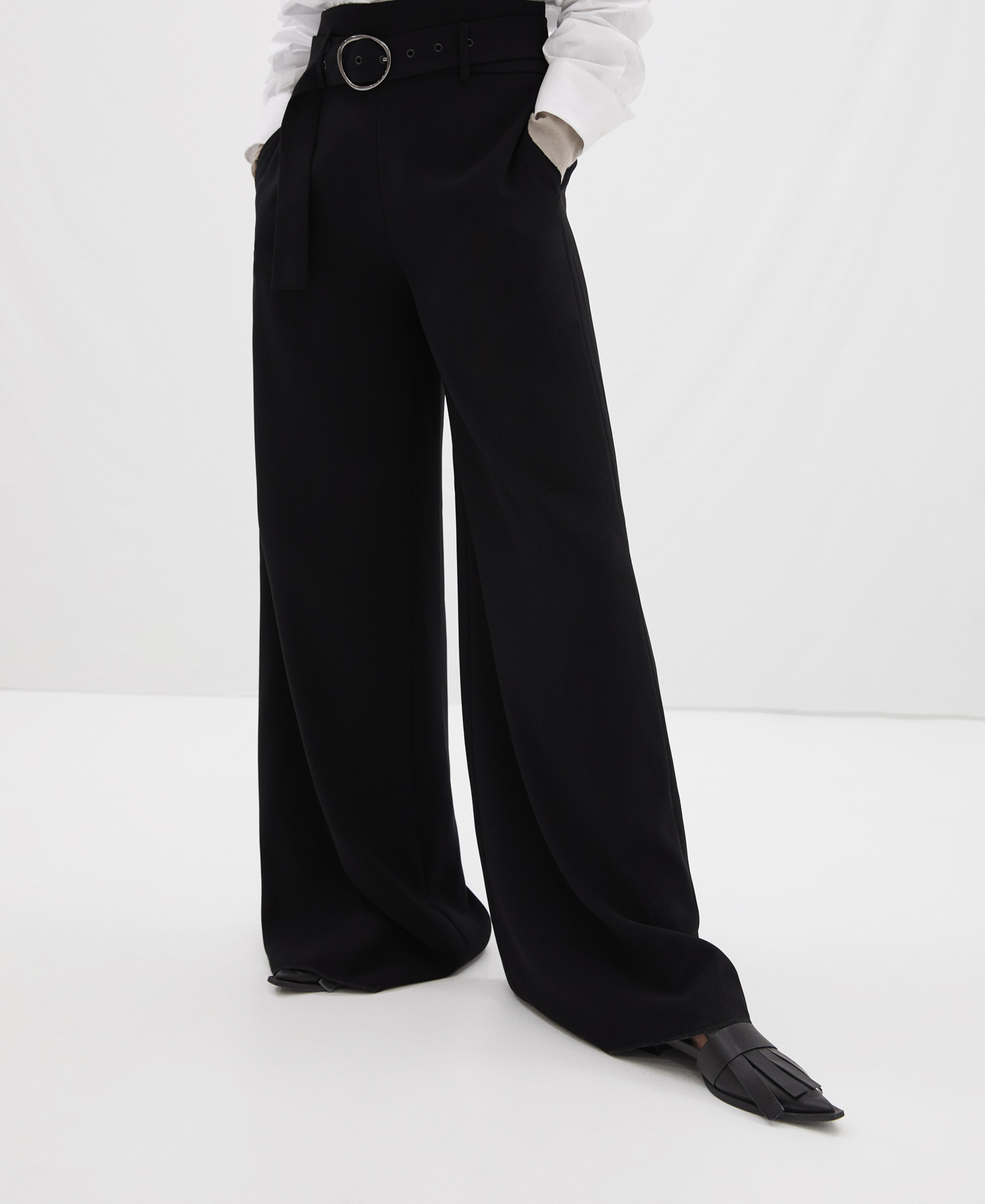 Palazzo trousers with belt image number 0