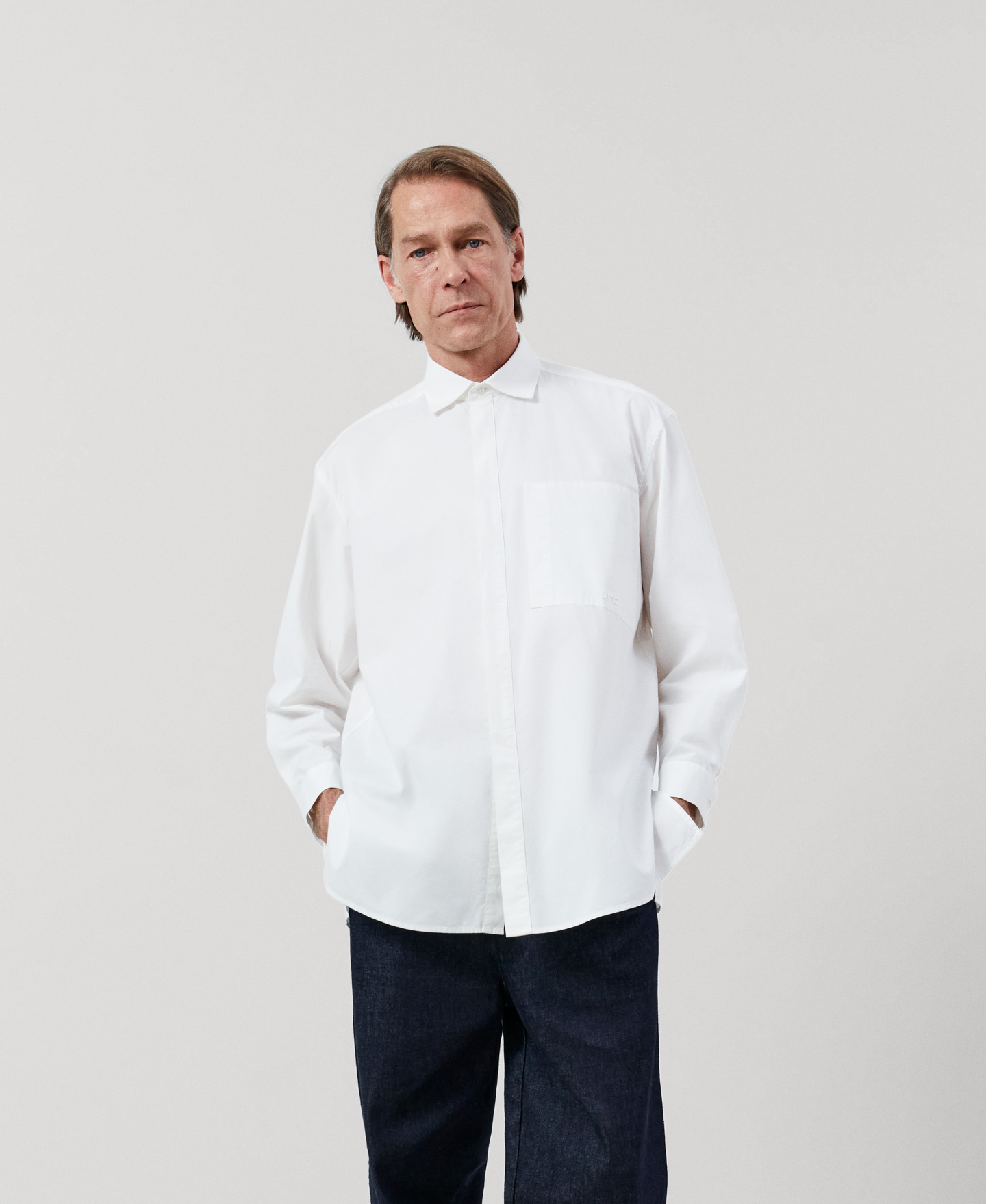 Cotton concealed button-down shirt image number 0