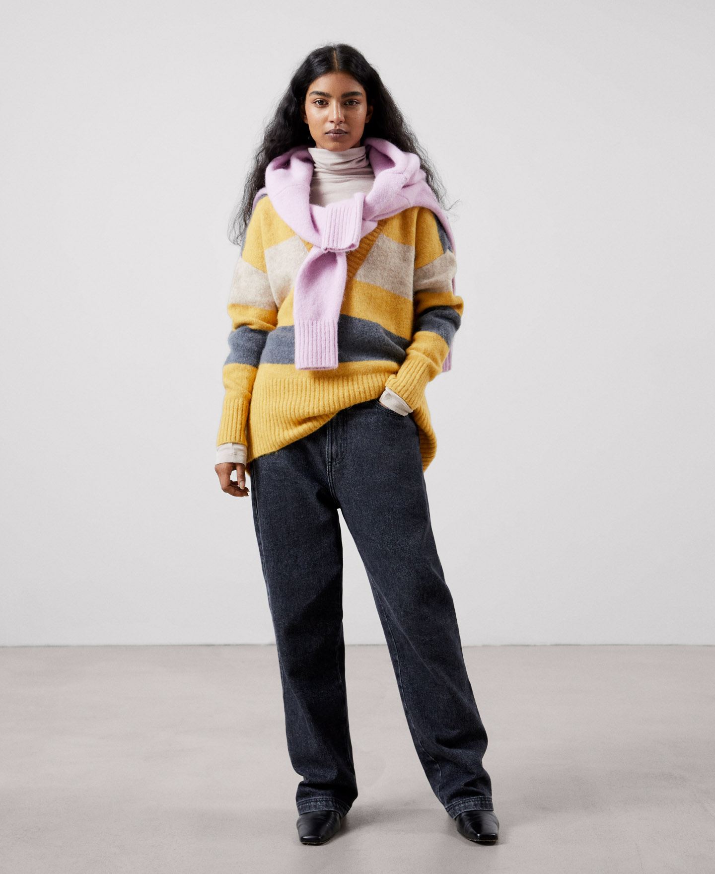 Alpaca striped sweater image number 1