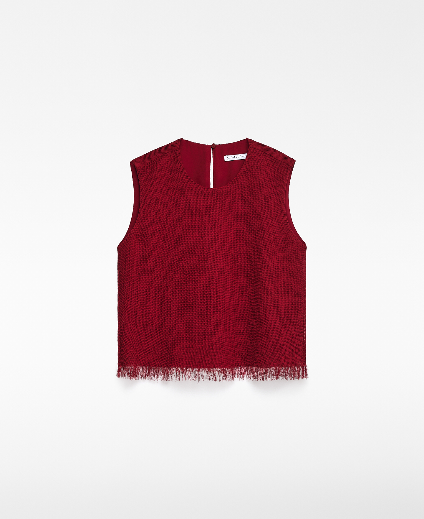 Top rojo bajo desflecado mujer image number 4