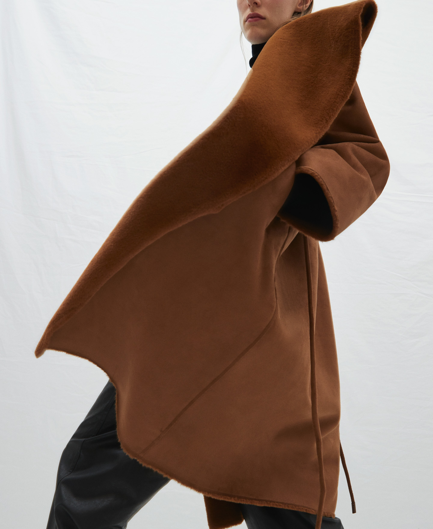 Wrap-around coat with shawl collar image number 3