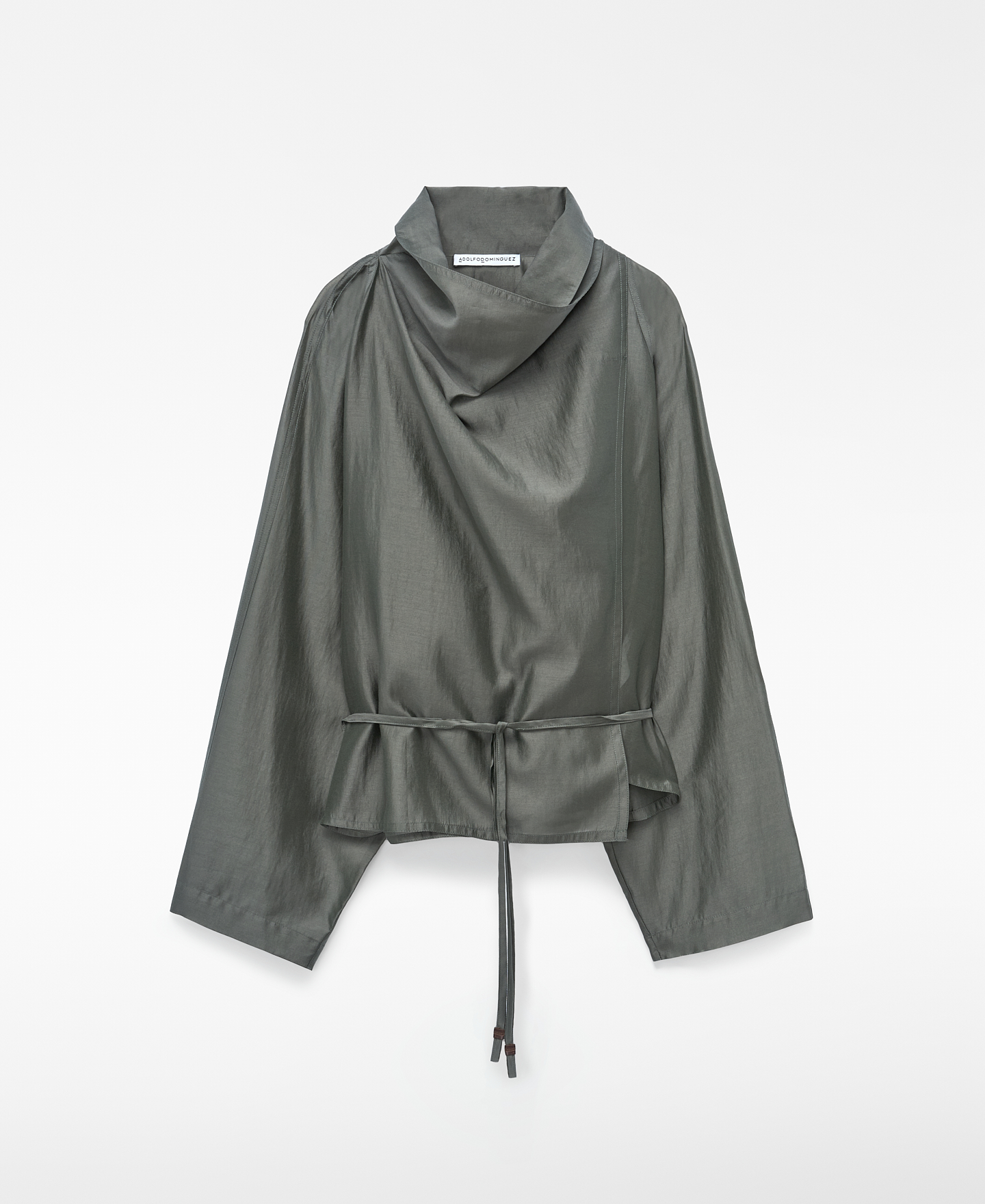 Draped funnel neck cross-front shirt image number 4