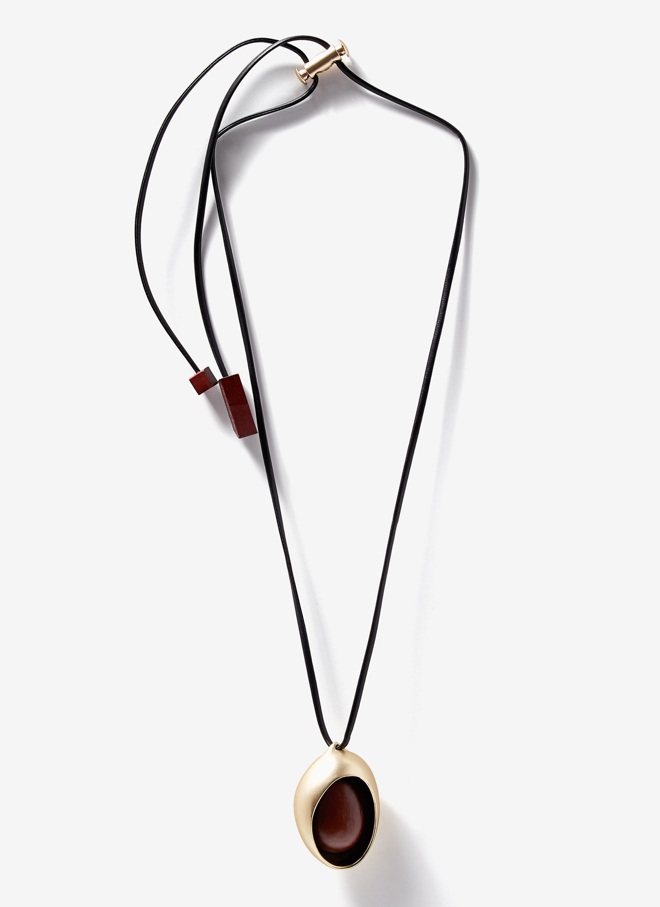 Necklace with wood and metal pendant image number 0