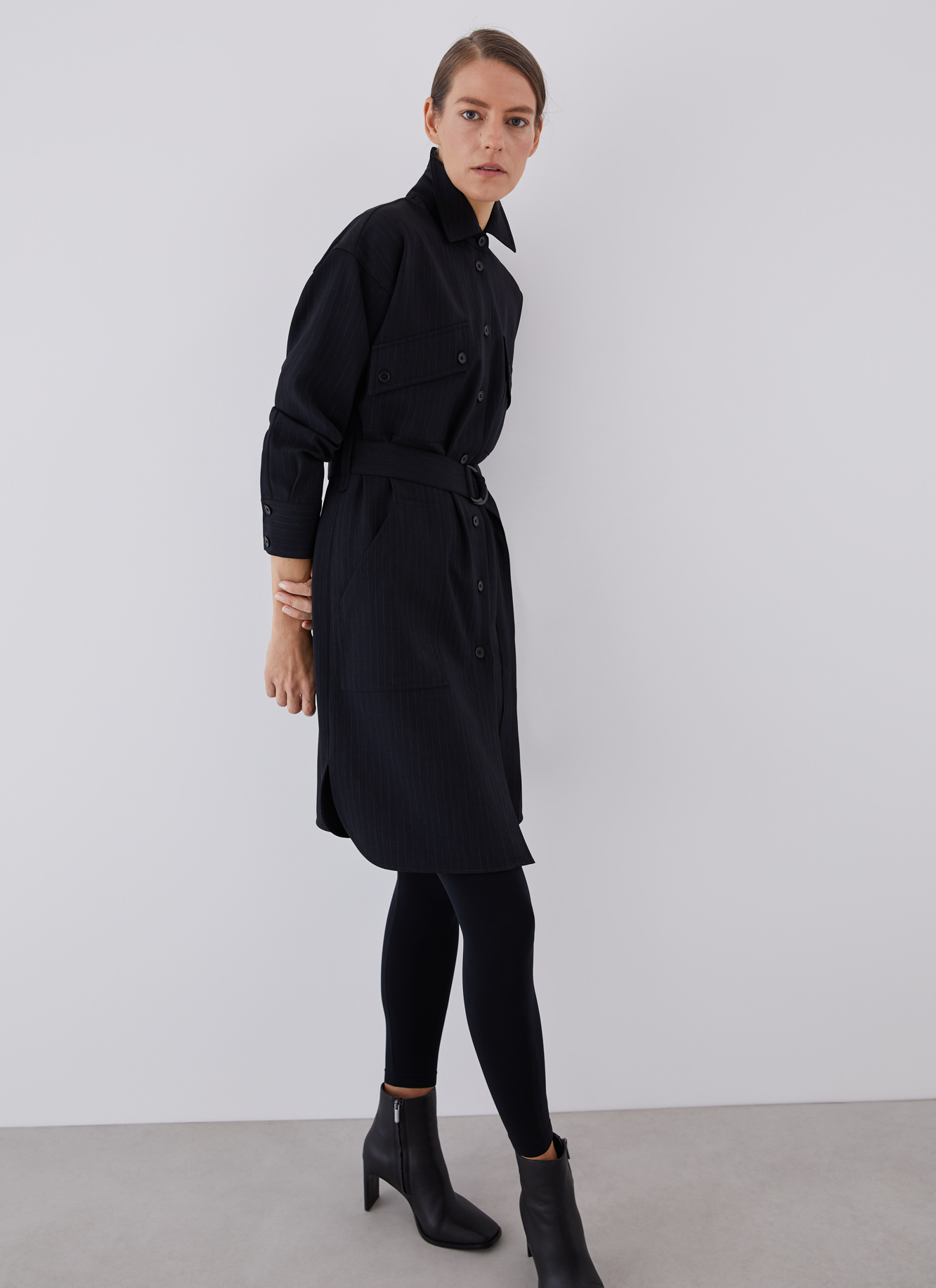 Shirt dress with belt image number 4