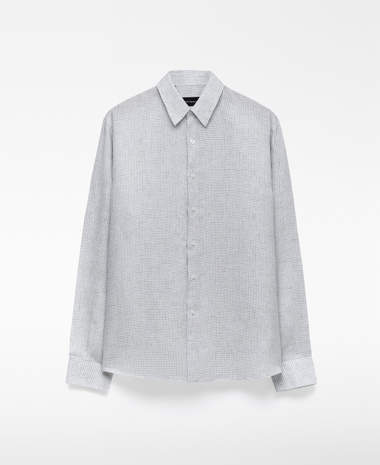 Camisa regular fit aos quadrados em linho para homem image number 0
