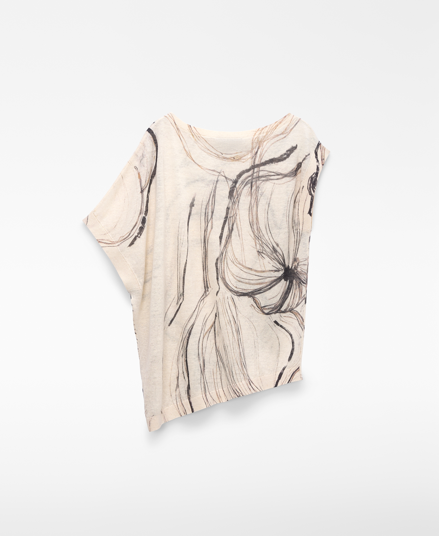 Printed knit asymmetric top image number 5