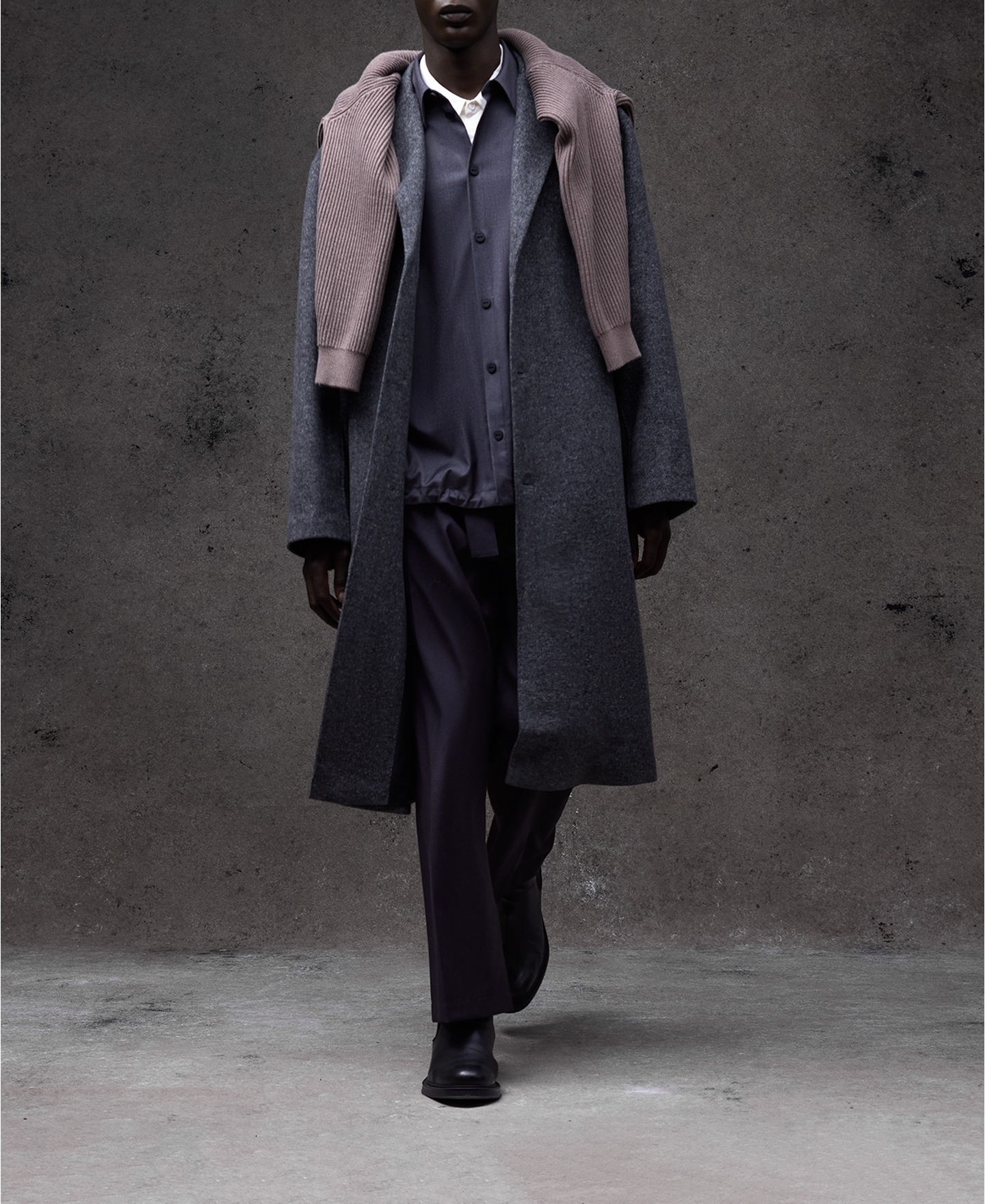Melange grey overshirt man image number 1