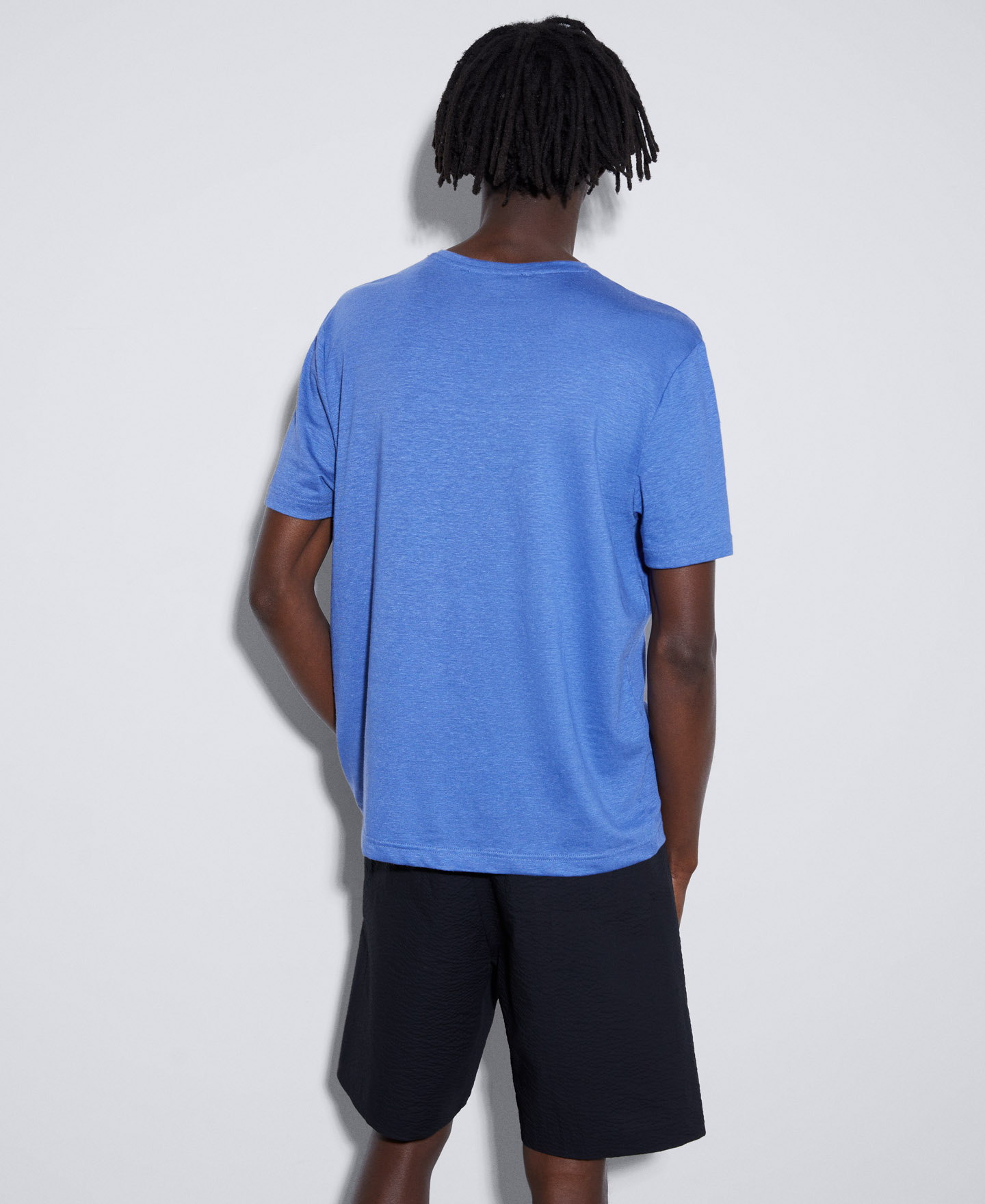 Stretch linen basic t-shirt image number 2