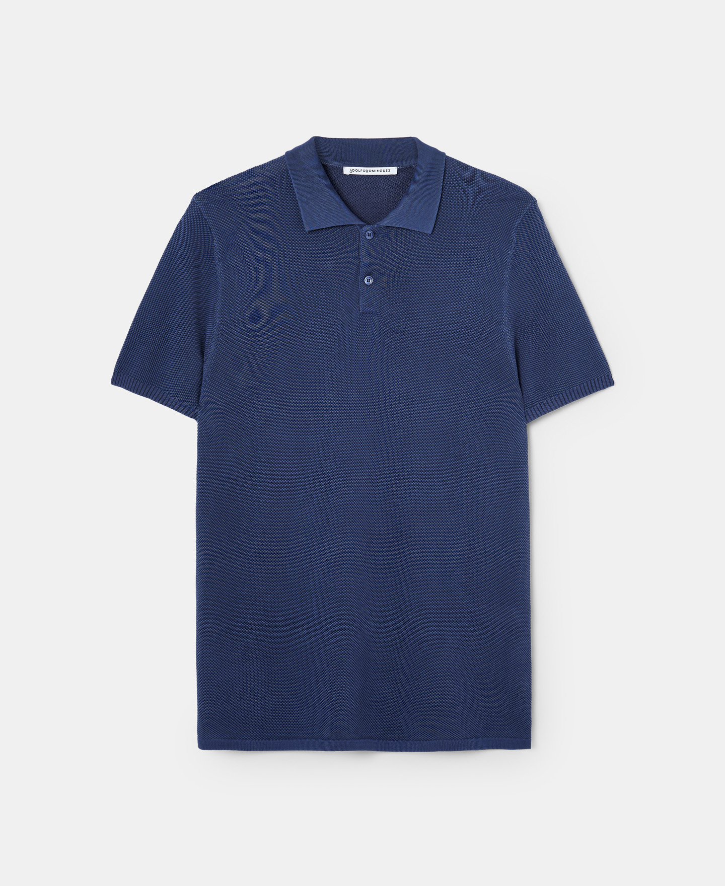 Polo cuello camisero piqué azul marino image number 4