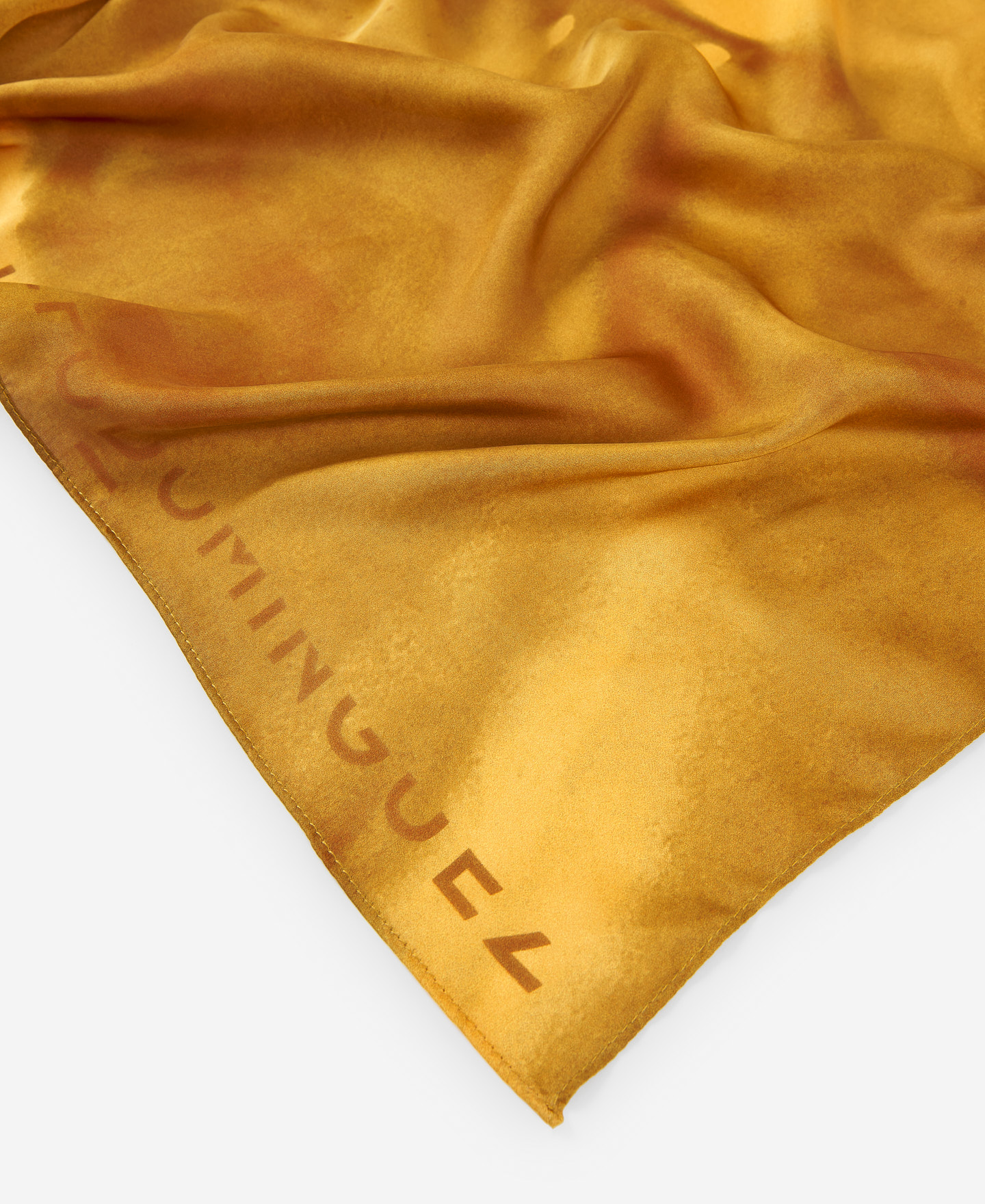 Turmeric yellow printed scarf image number 2