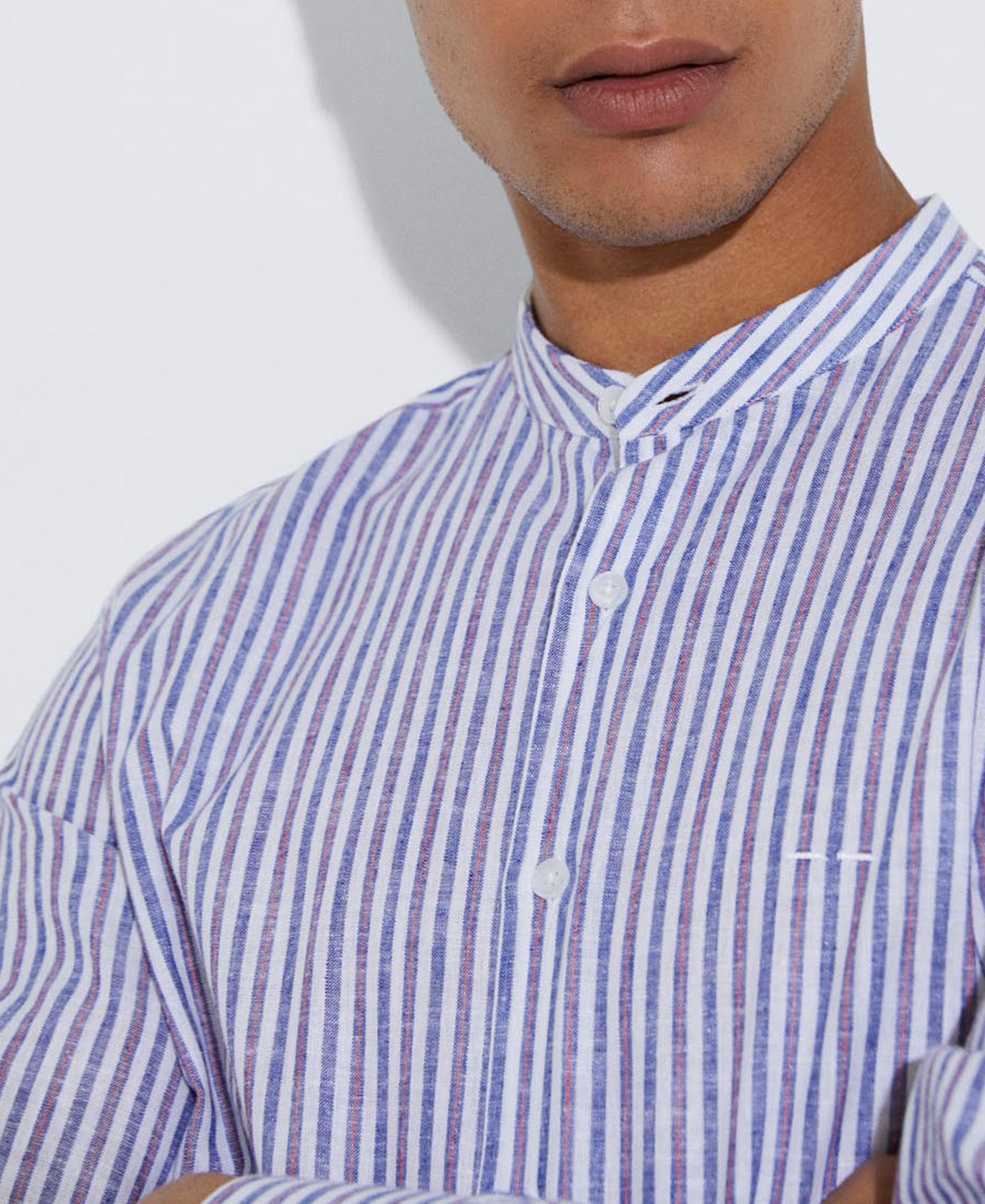 Organic cotton mandarin collar shirt image number 3