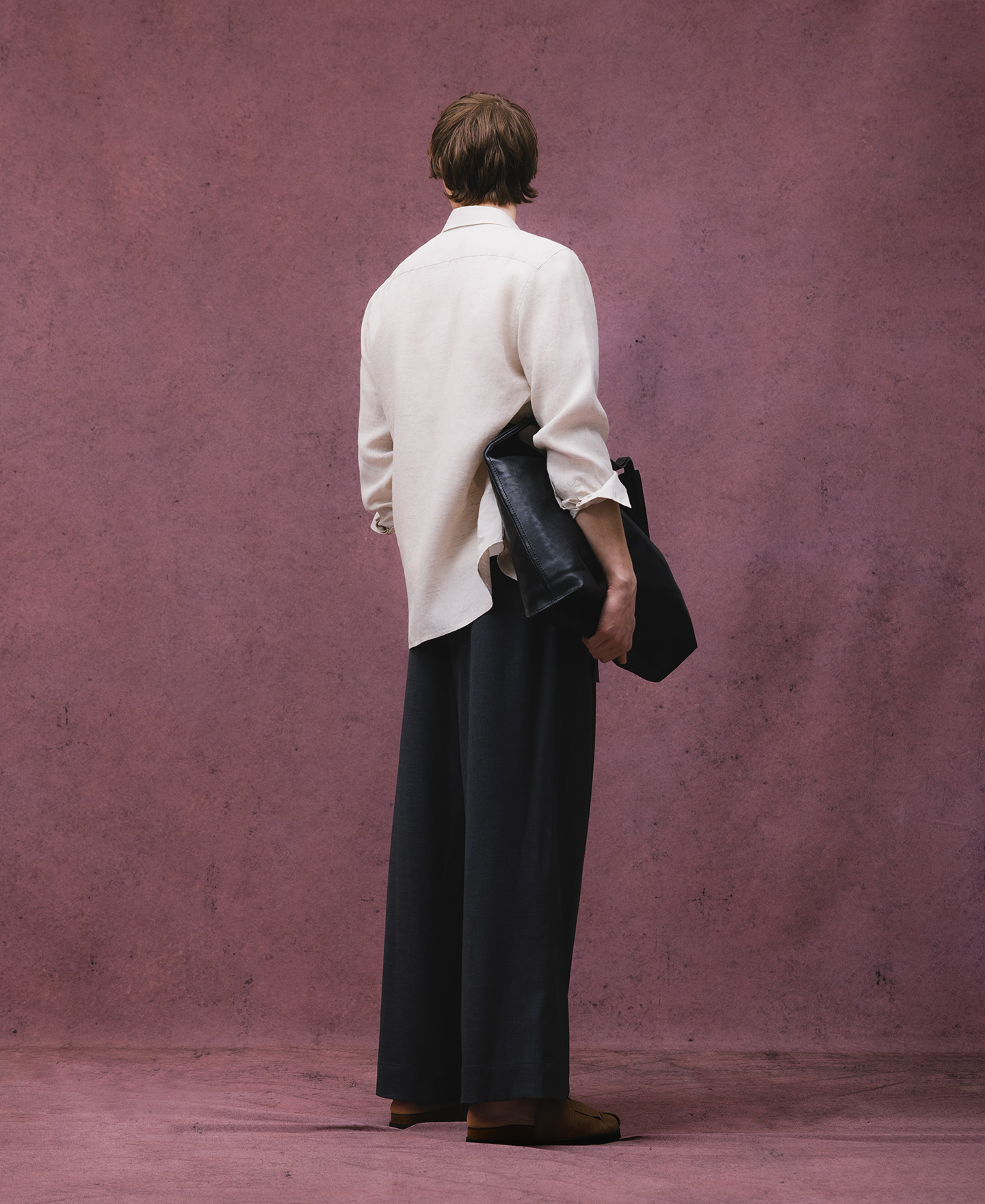 Melange grey wide leg trousers man image number 2