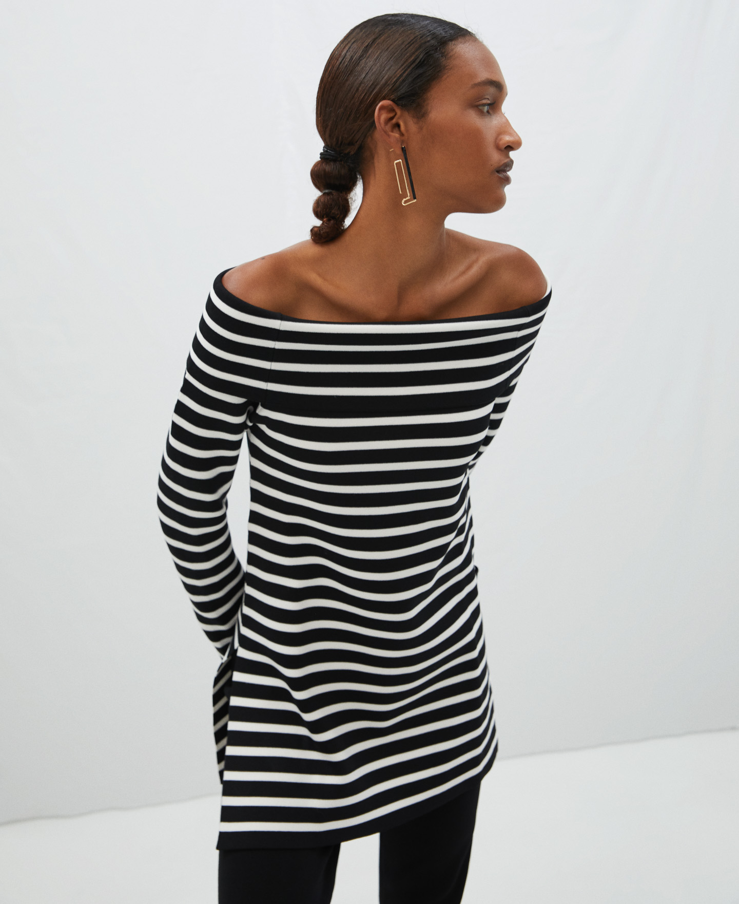 Striped sweater with straight neckline image number 0
