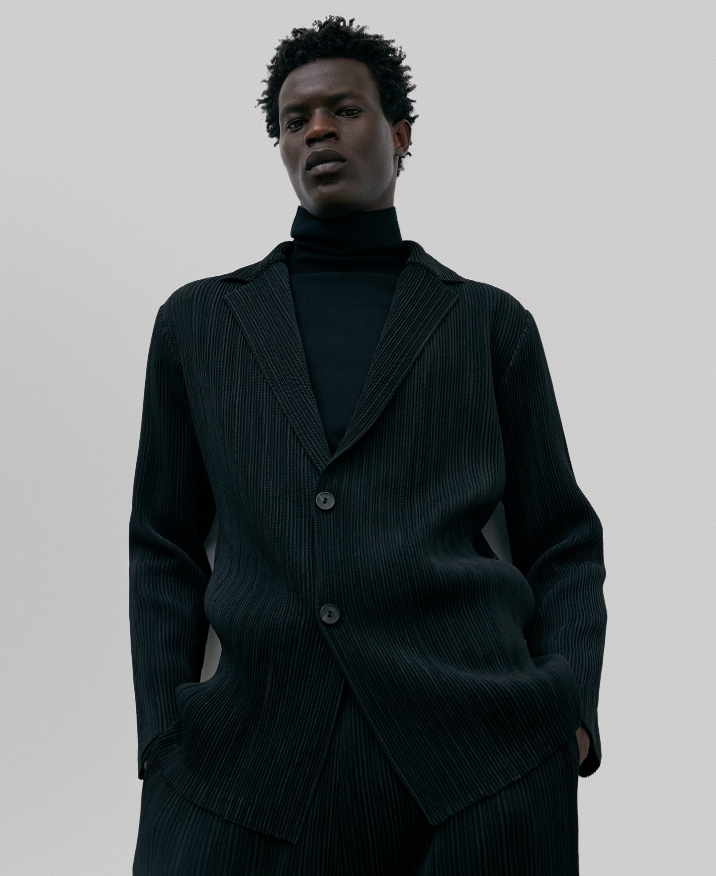 Schwarzer Crinkle-Herrenblazer image number 0