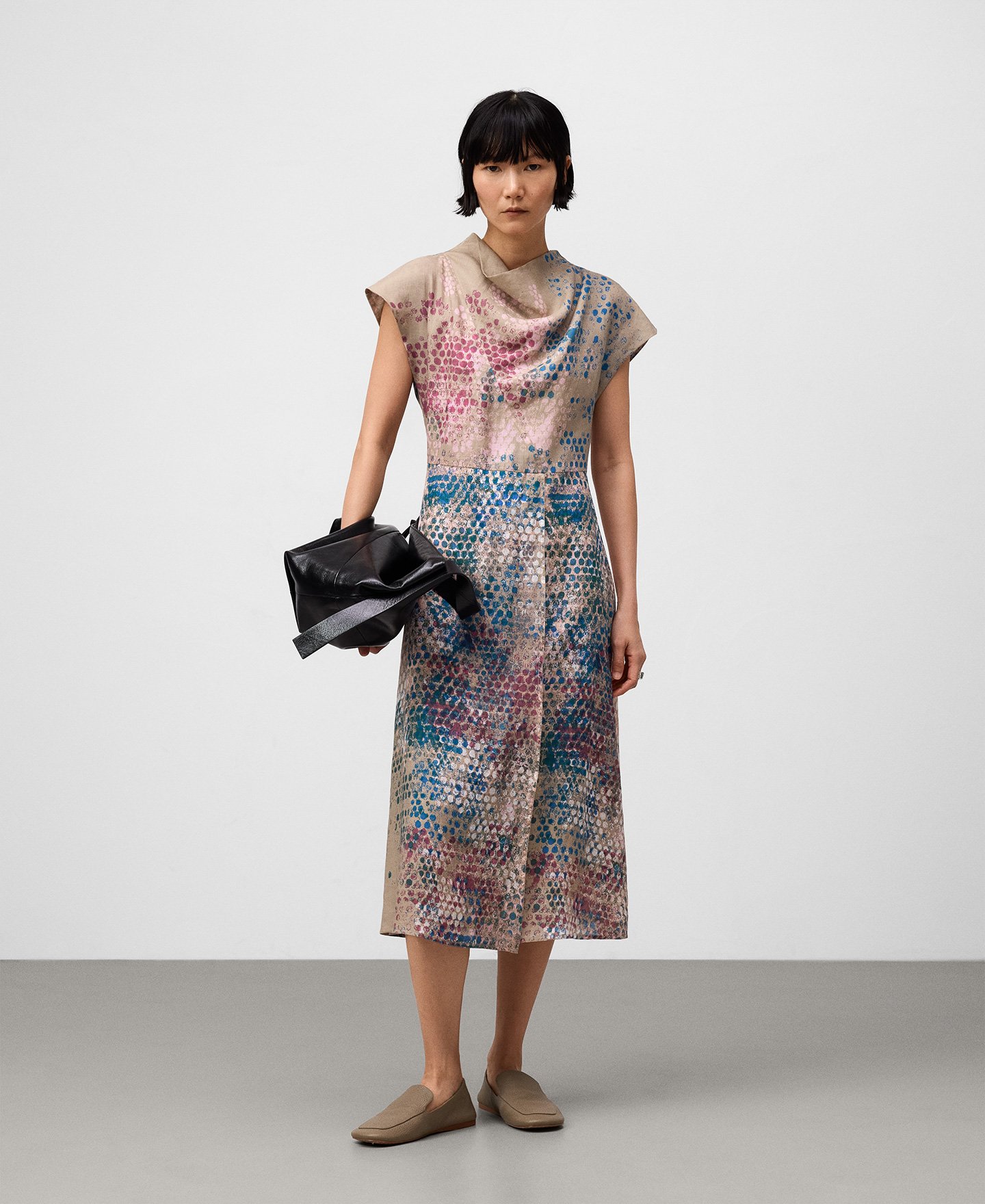 Vestido estampado ramio mujer image number 1