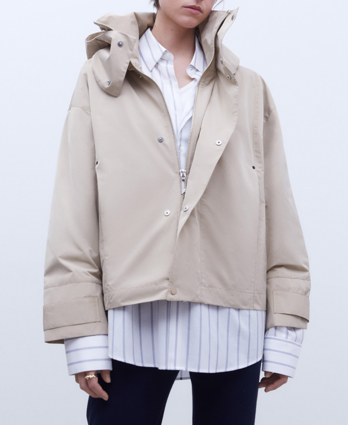 Short hooded trenchcoat image number 0