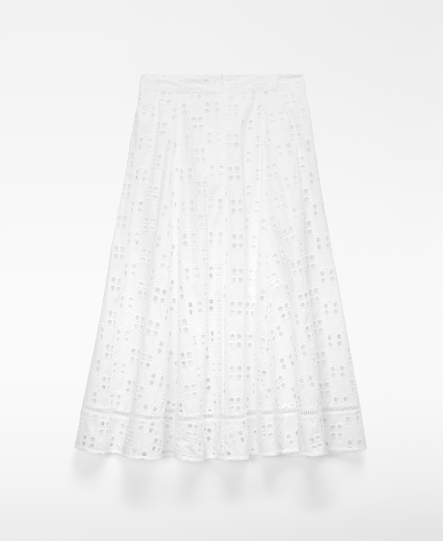 Ausgestellter Rock aus Popeline mit englischer Stickerei image number 5