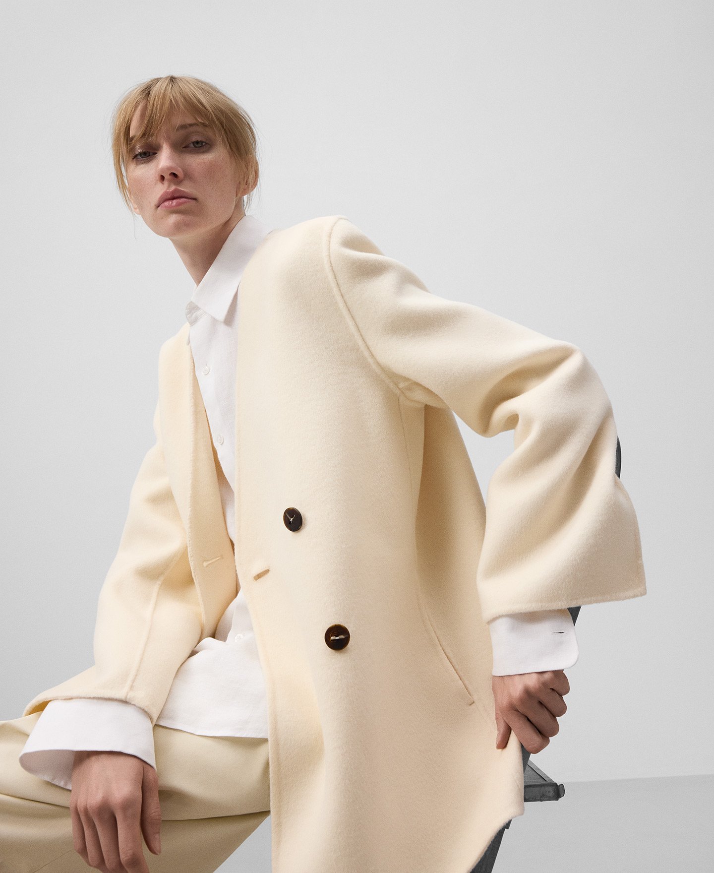 Beige merino wool blend blazer woman image number 3