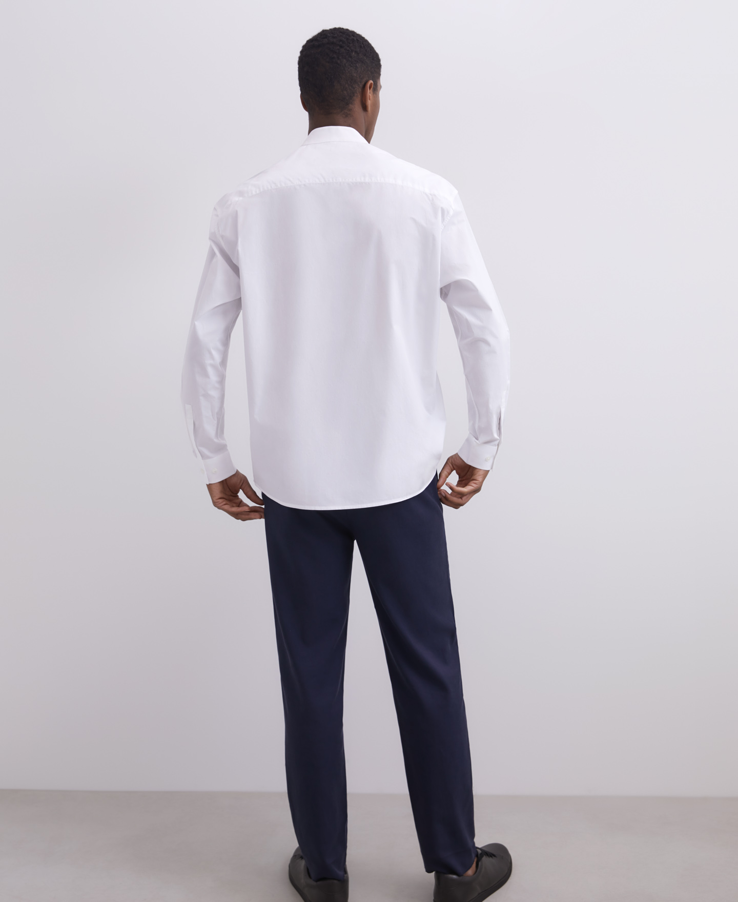 Oversized cotton mandarin collar shirt image number 1