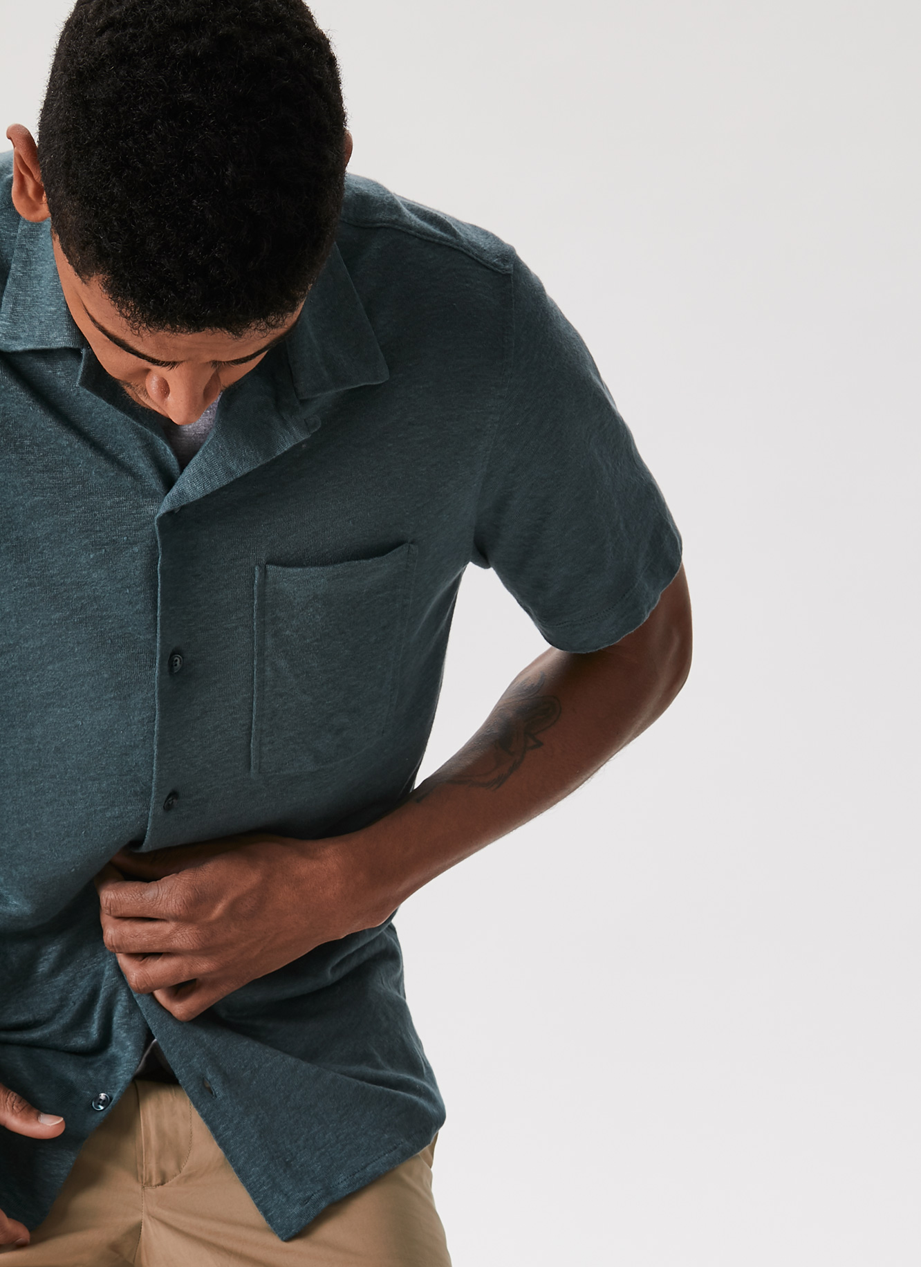 Linen knit bowling shirt image number 1