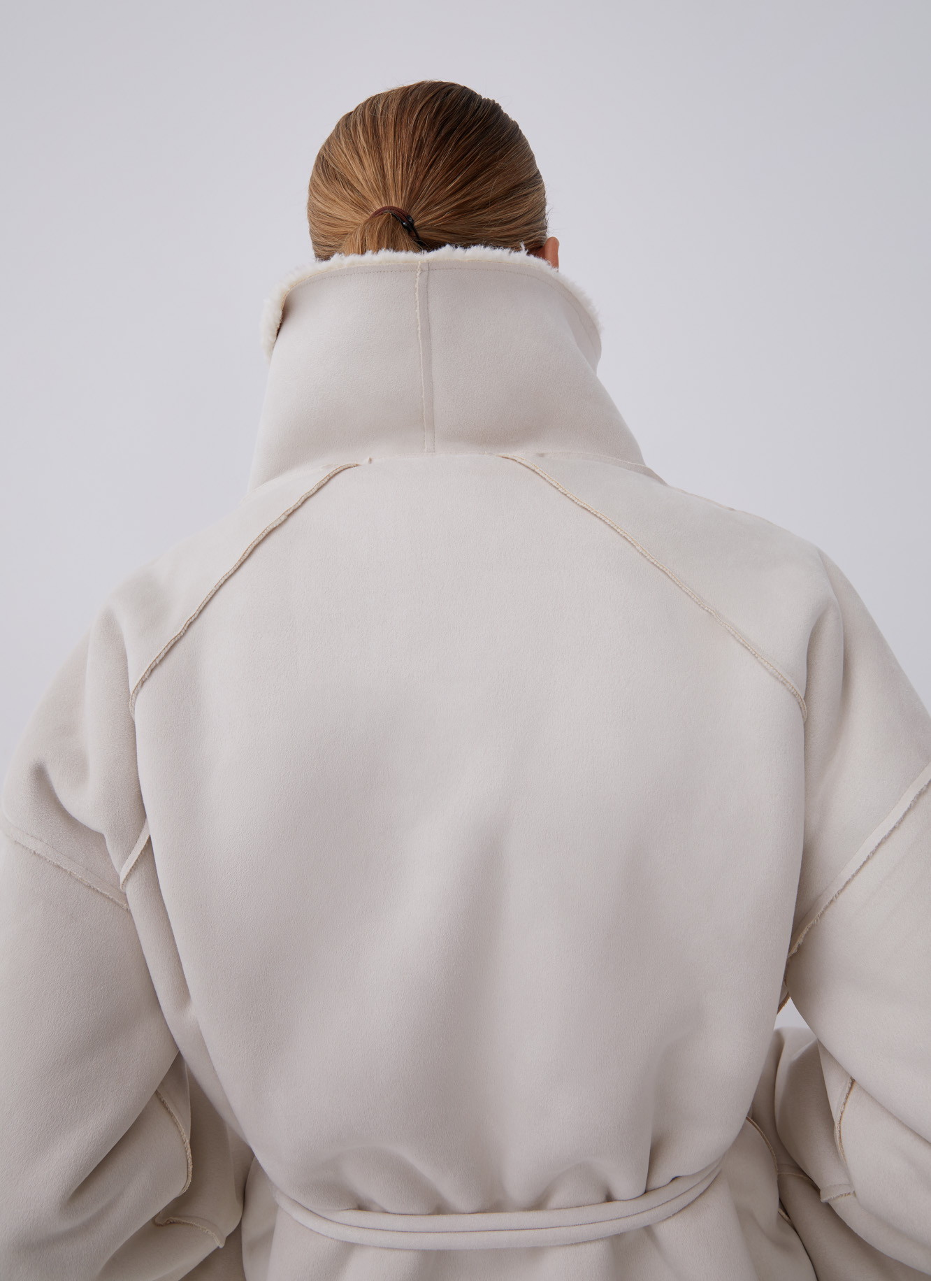 Eco leather coat with belt image number 2