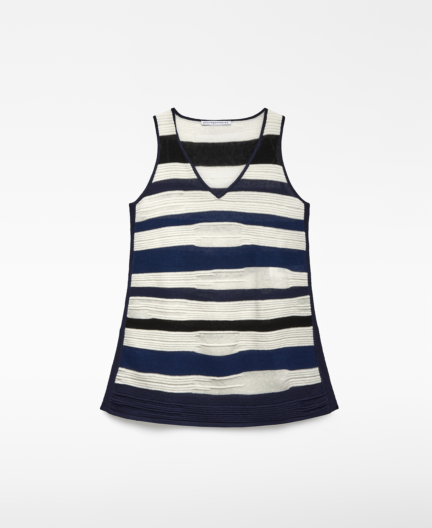 Striped structured knit top woman image number 4