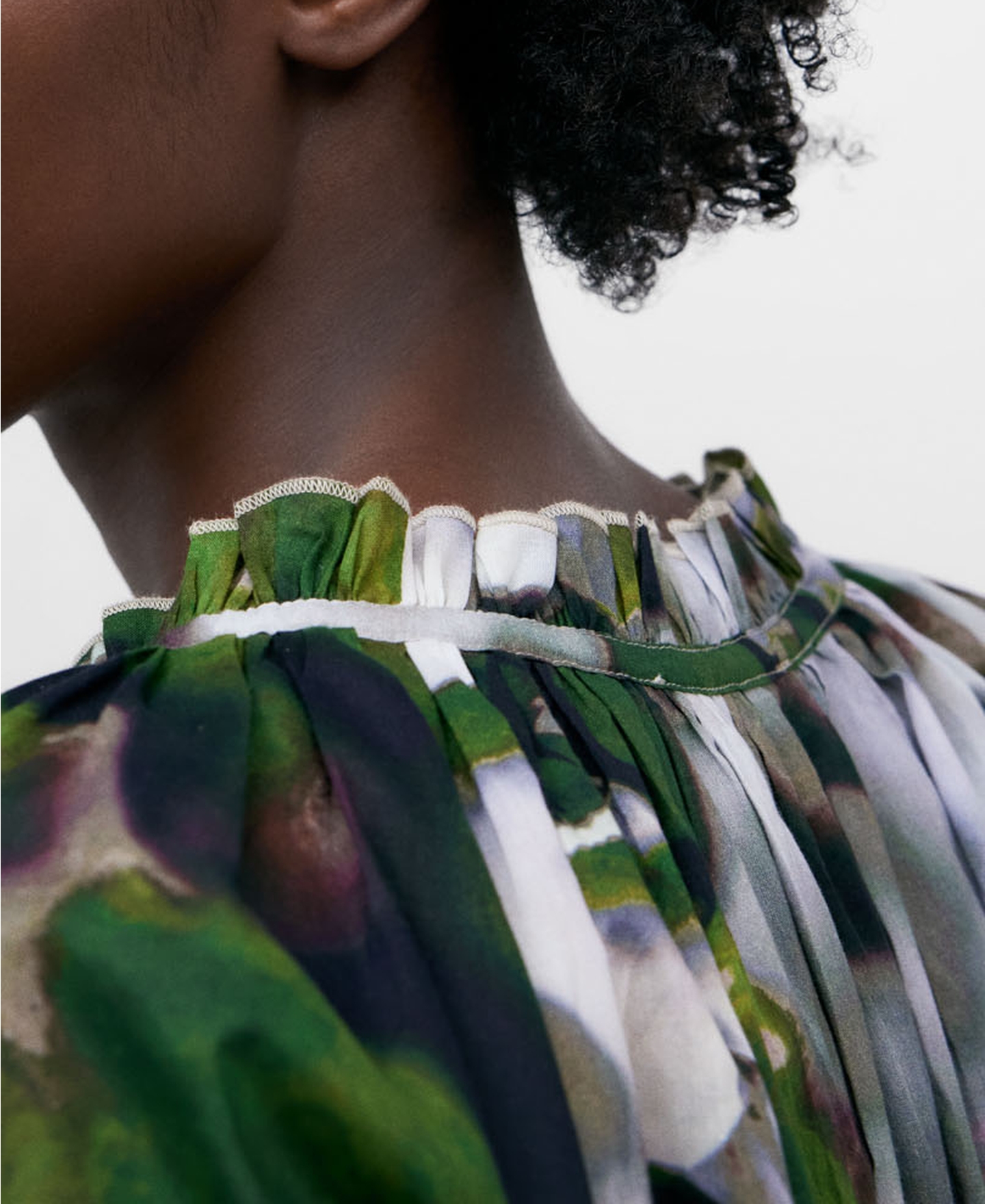 Cotton printed wide blouse image number 3