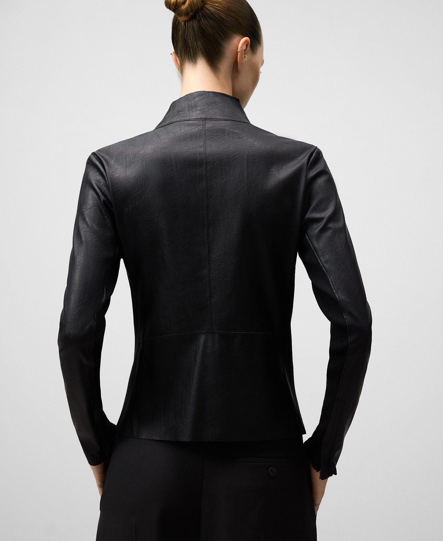 Leather-Non-Leather biker jacket woman image number 2