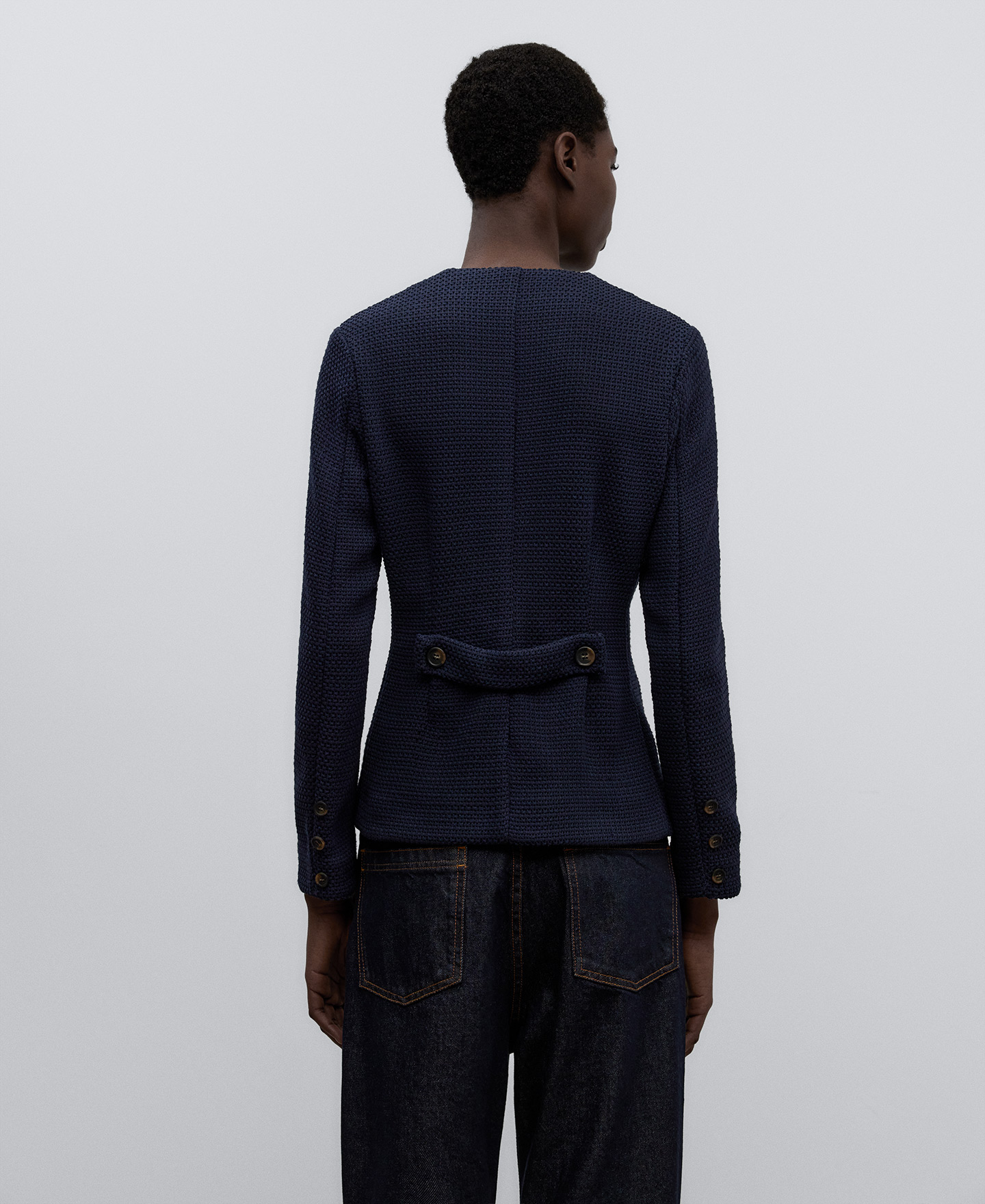 Navy blue fitted jacket woman image number 2