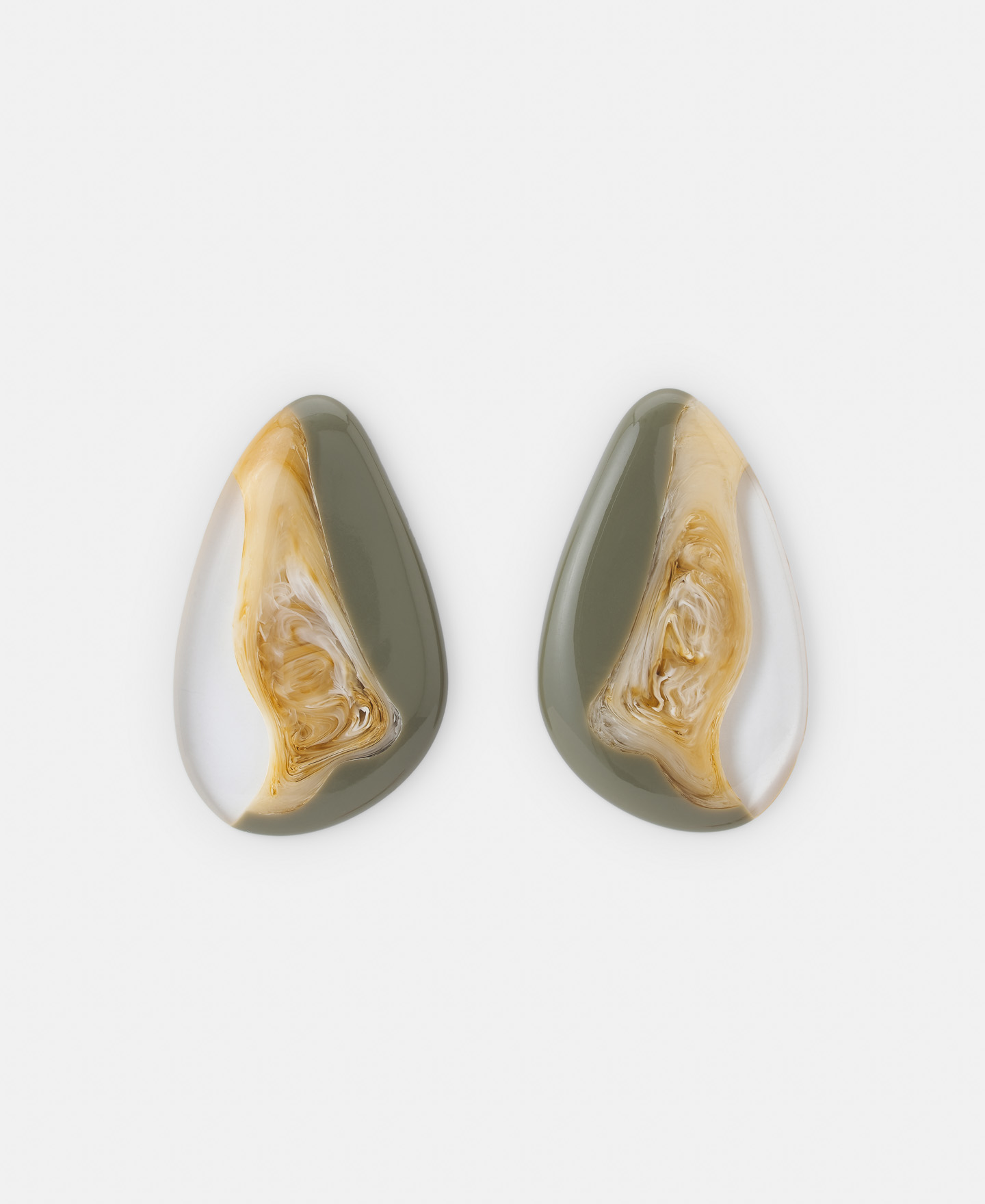 Semicircular blue resin earrings image number 0