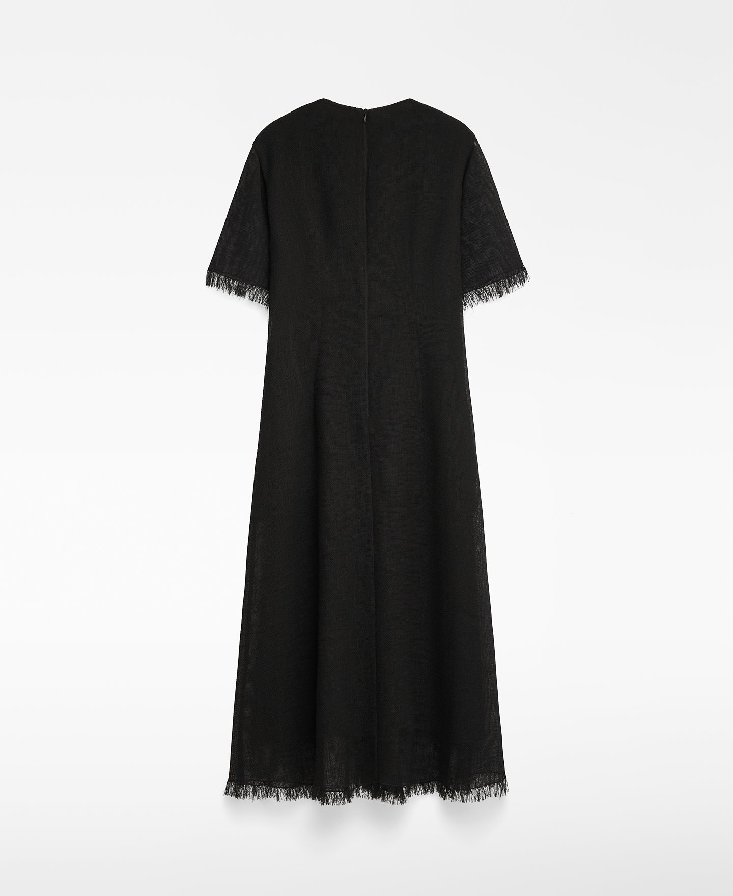 Frayed edge black dress woman image number 5