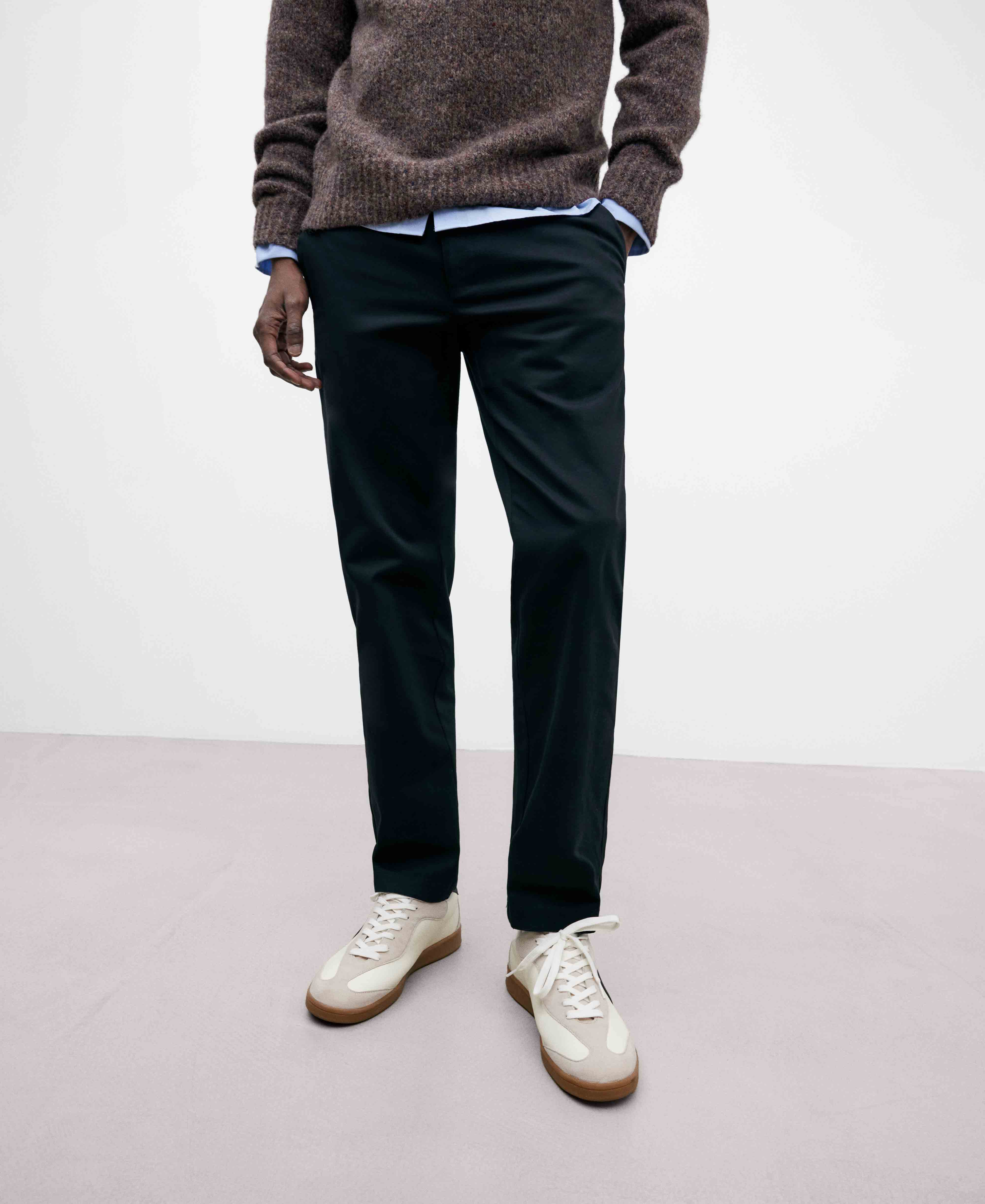 Slim fit chino cotton trousers for men image number 0