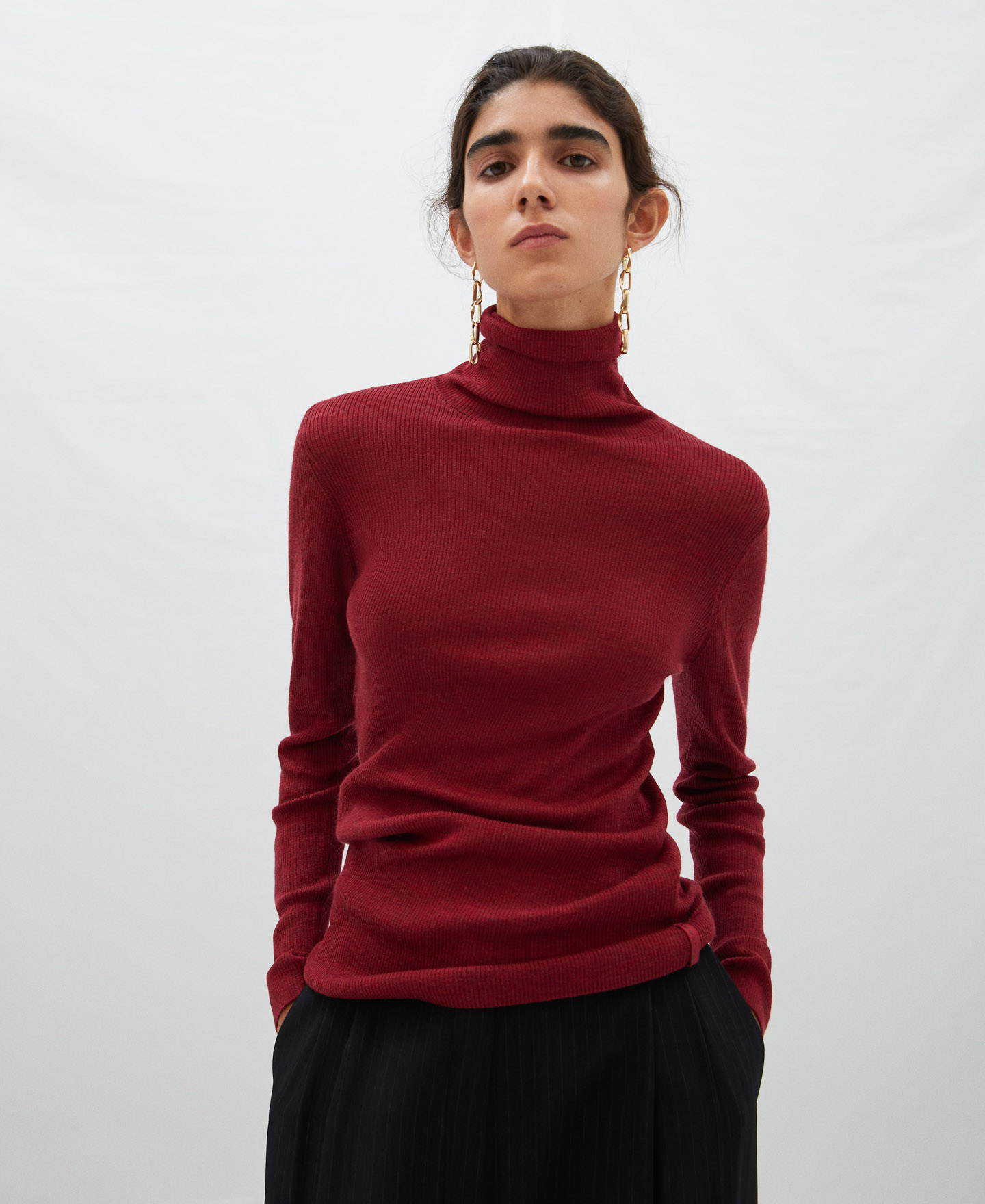 Jersey cuello vuelto en lana merino image number 0