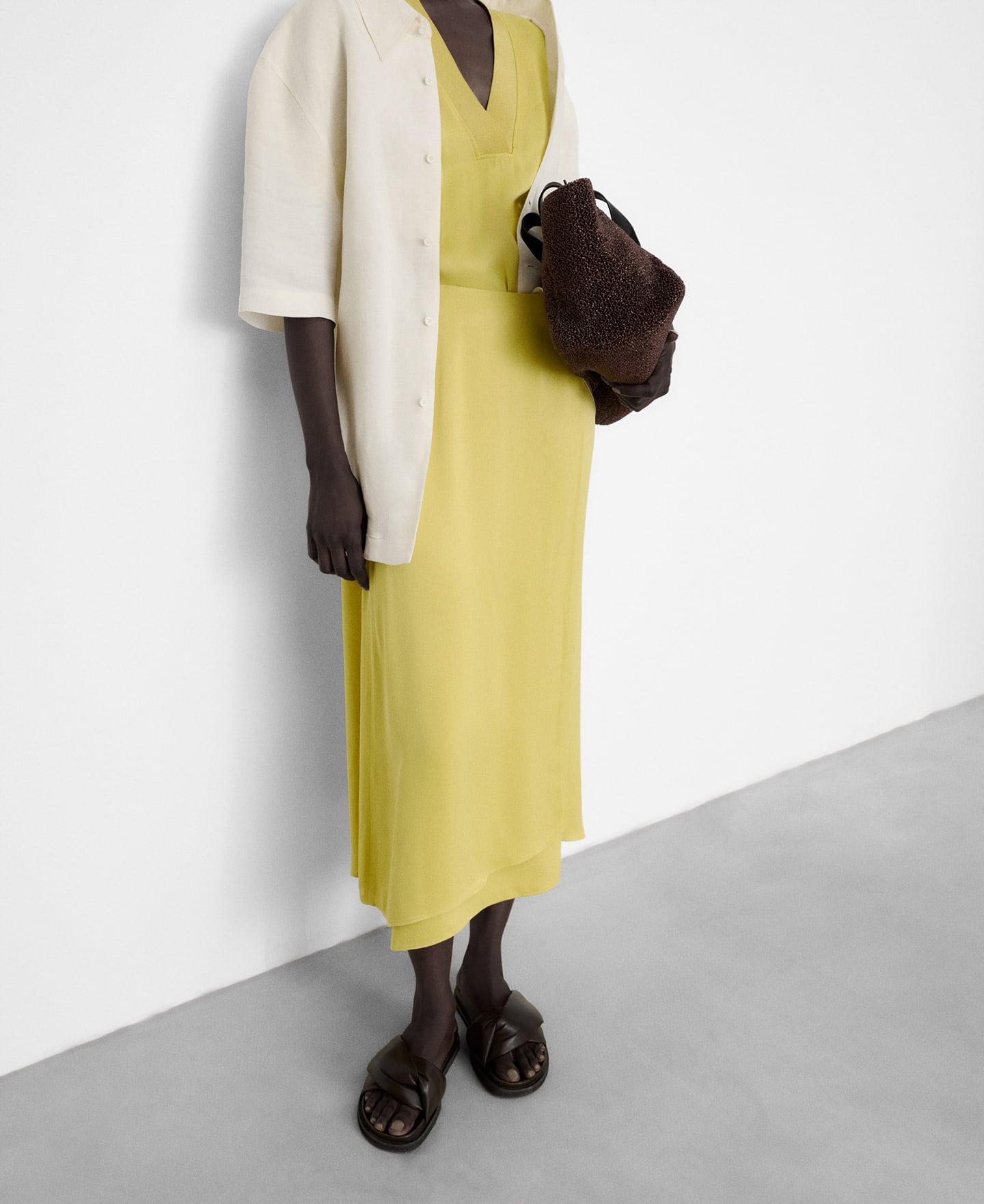 Midi satin wrap skirt image number 0