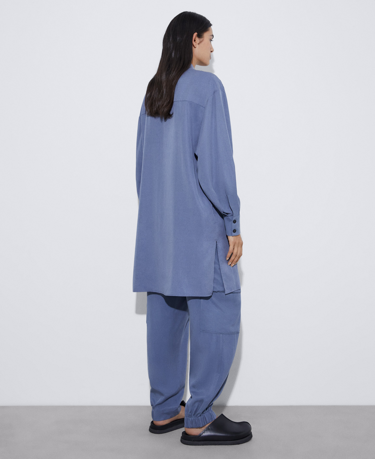 Blouson long à col Mao en lyocell image number 2