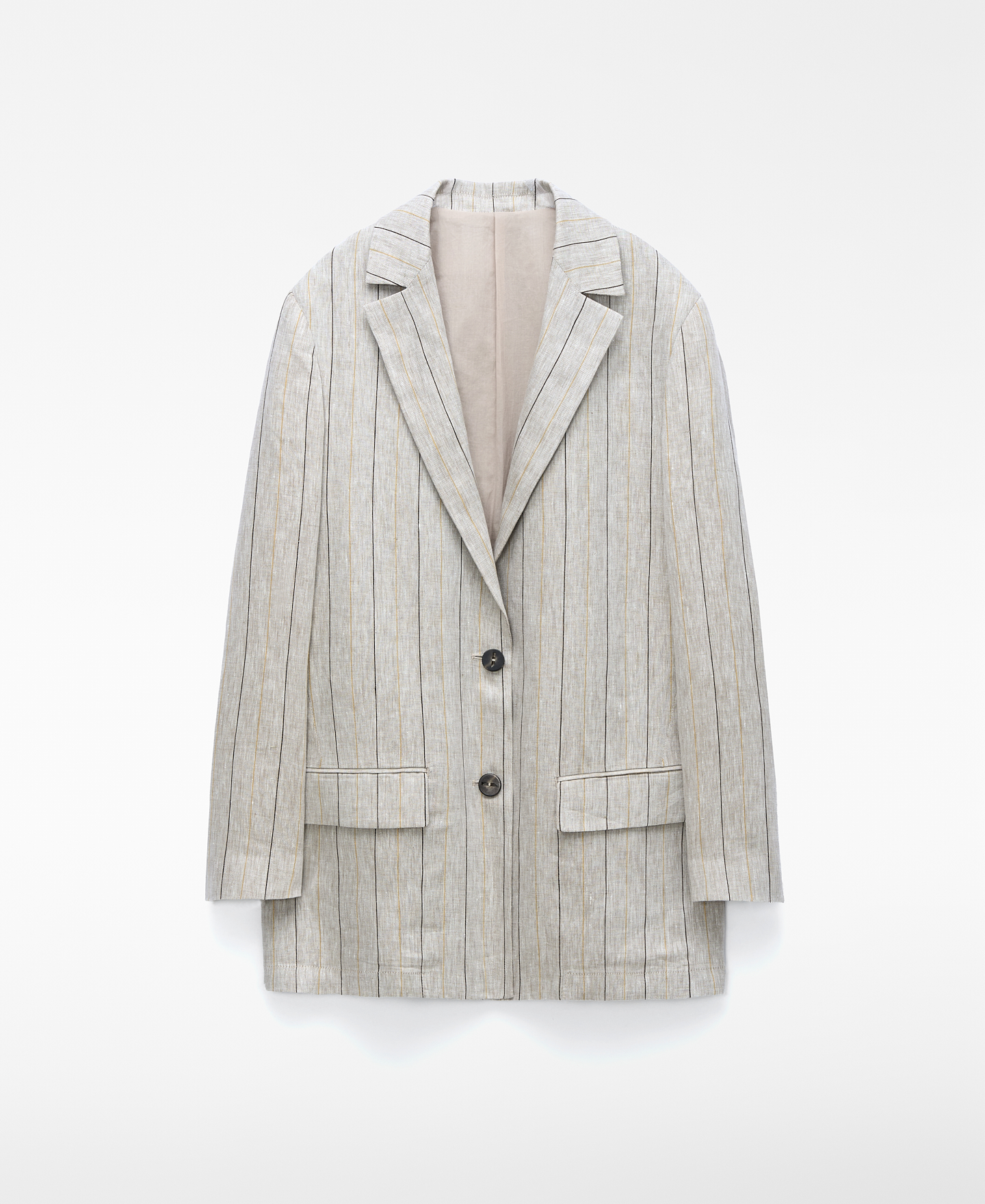 Blazer recto rayas lino europeo image number 4