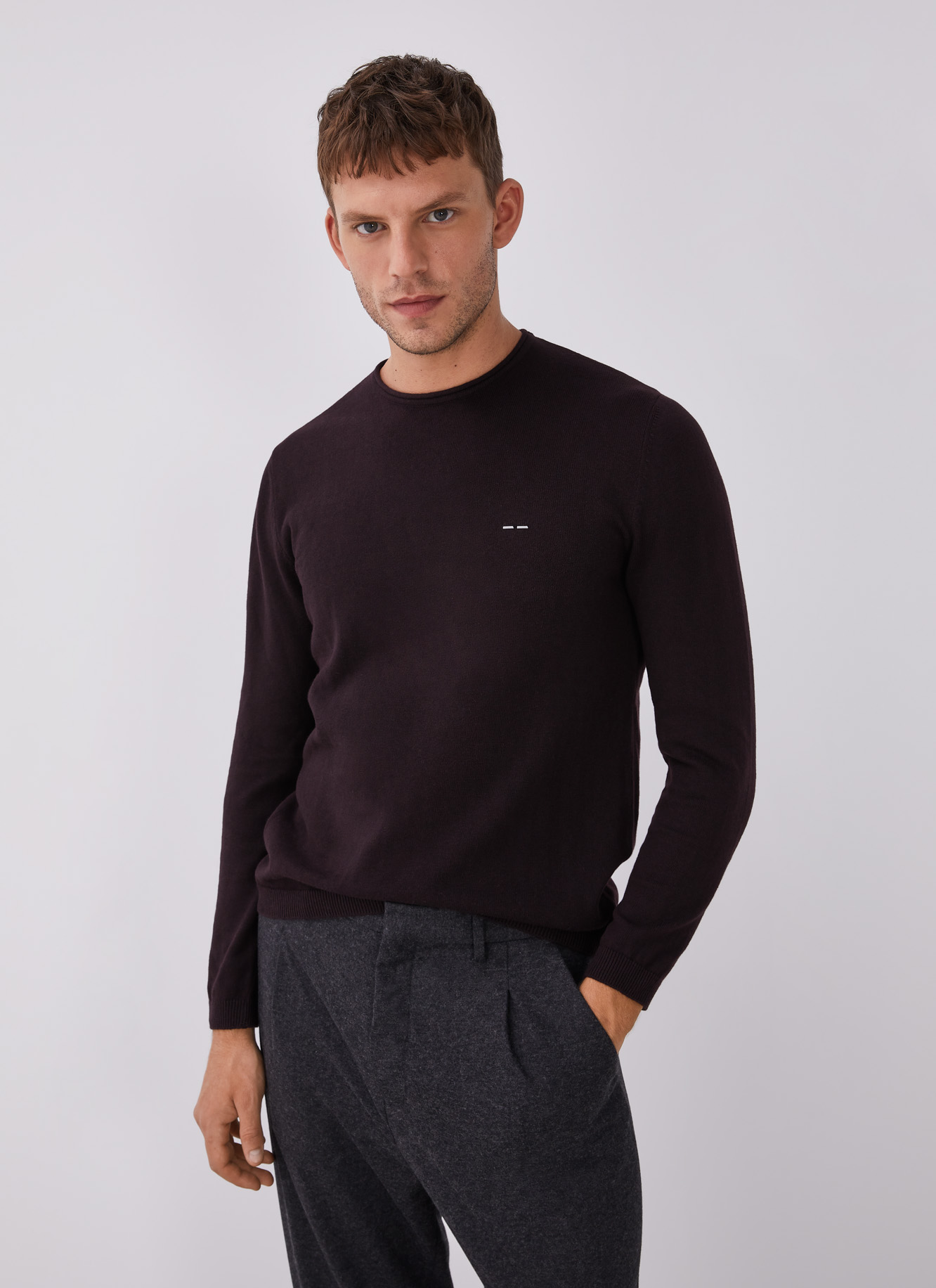 Sweater with roll edge crew collar image number 0