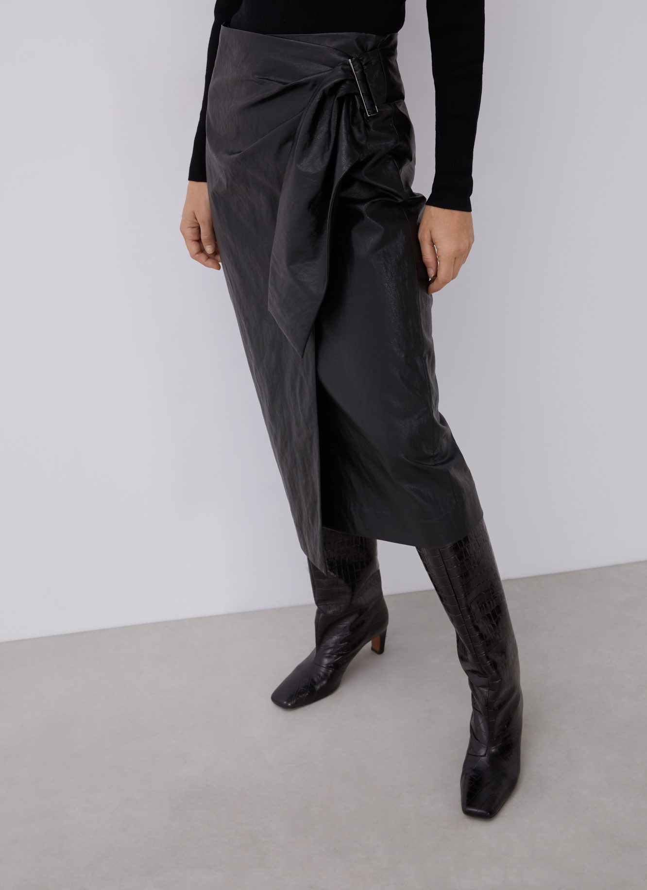 Crossed midi skirt with belt image number 0