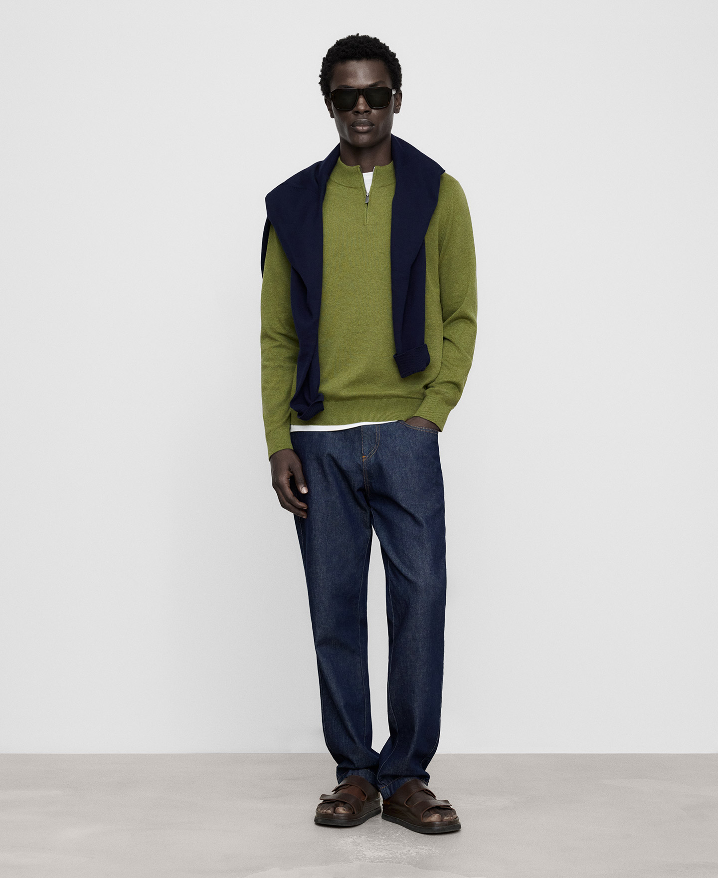Organic cotton quarter zip sweater image number 1