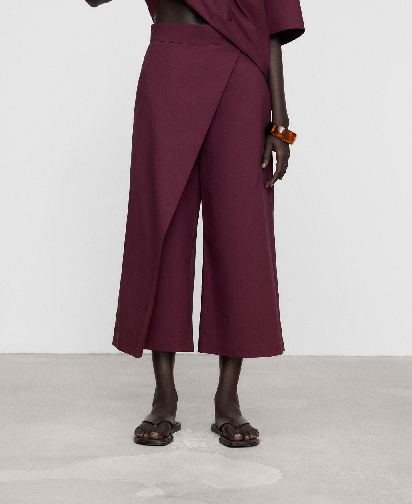 Poplin cross-front culotte trousers image number 0